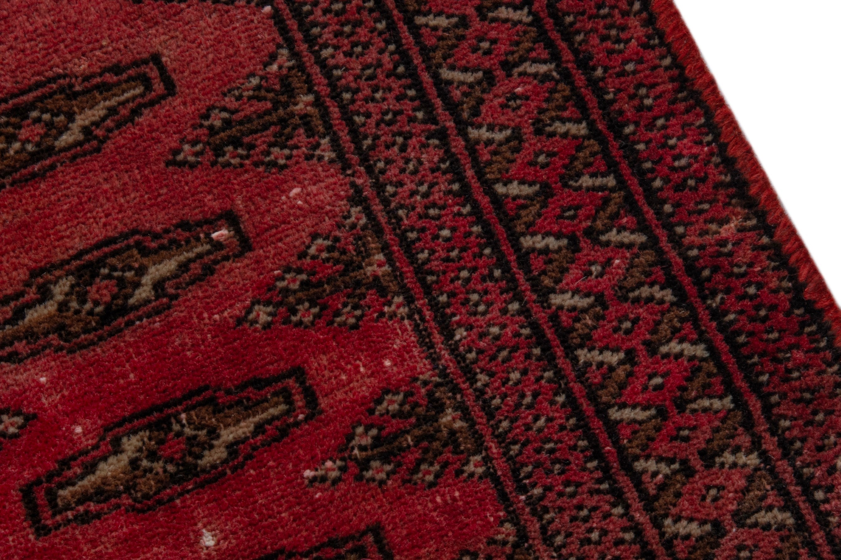Persian Torkaman accent rug in deep red and dark brown, view 7 of 17