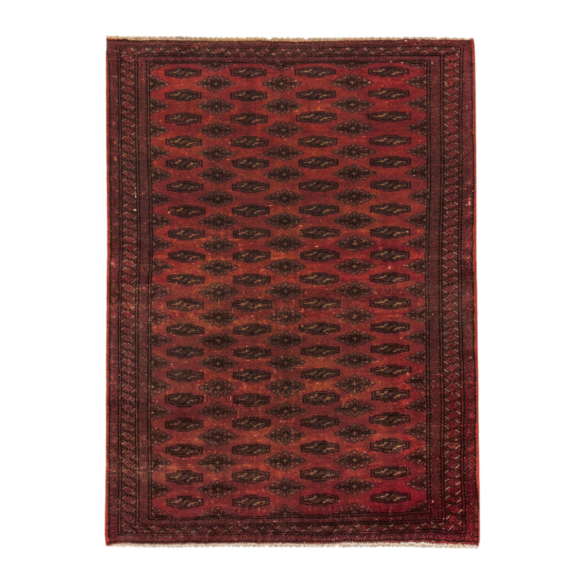 Persian Torkaman accent rug in deep red and dark brown, 3'3" x 4'3"