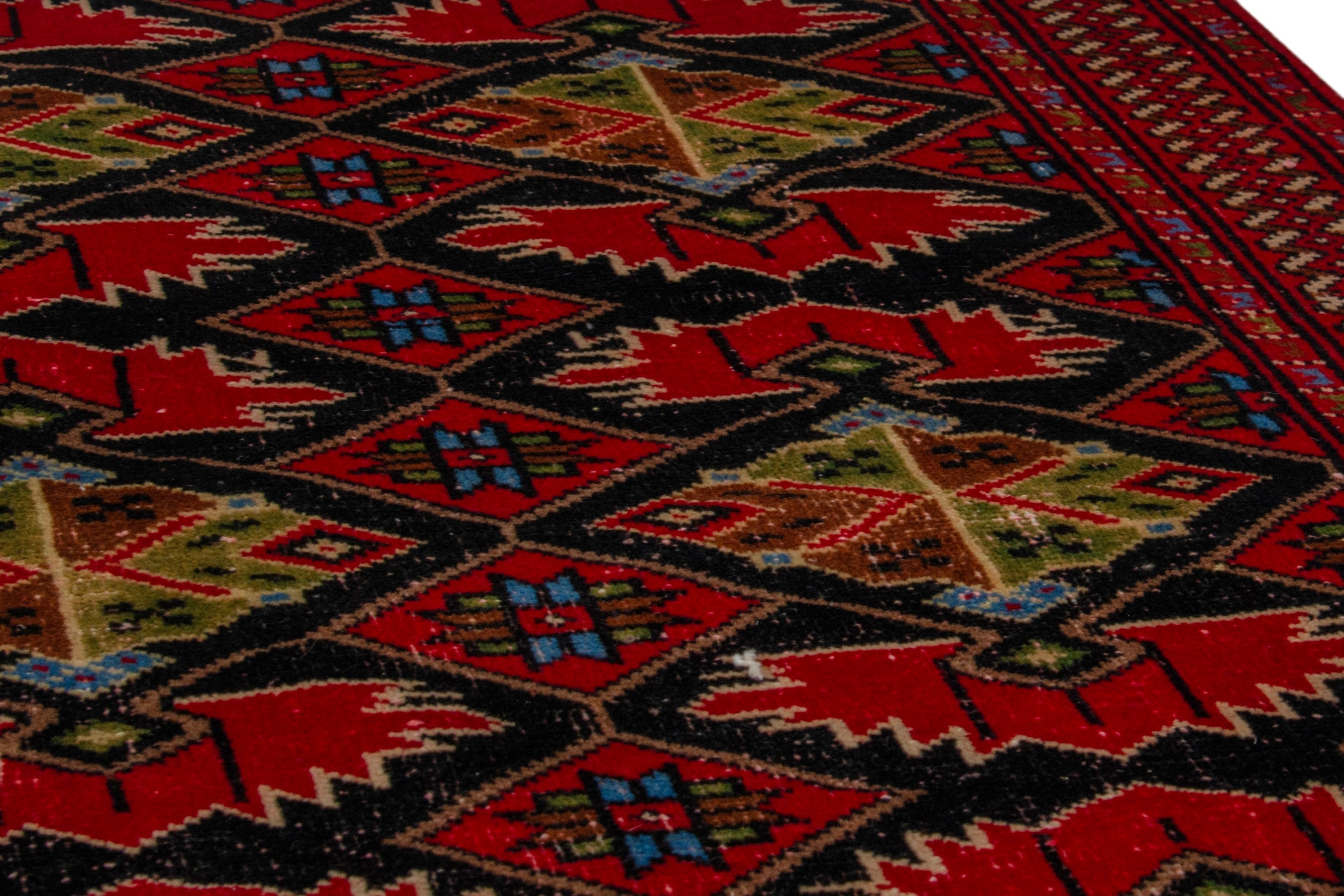 Persian Torkaman accent rug in deep red and burgundy, view 10 of 17