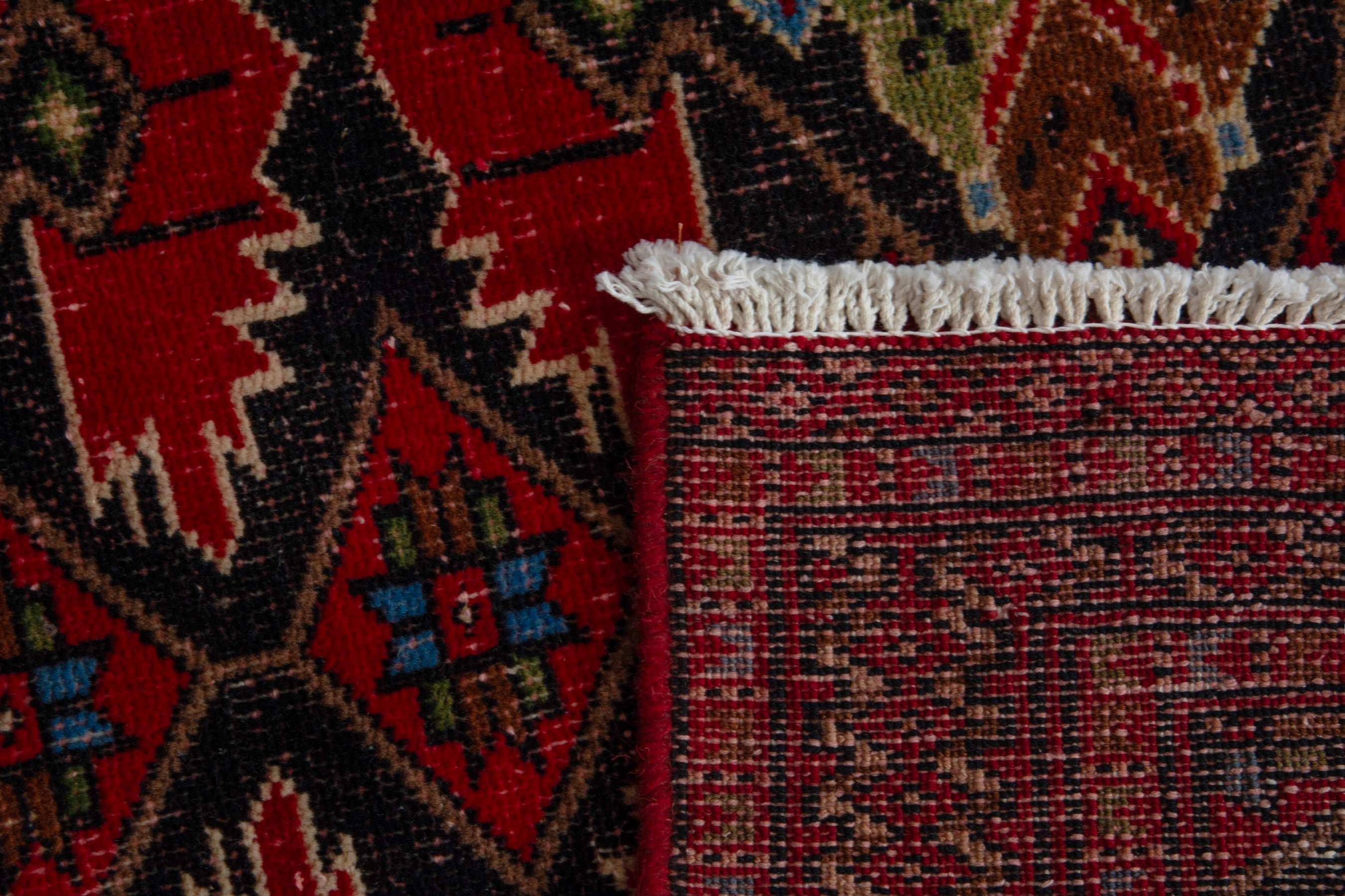 Persian Torkaman accent rug in deep red and burgundy, view 17 of 17