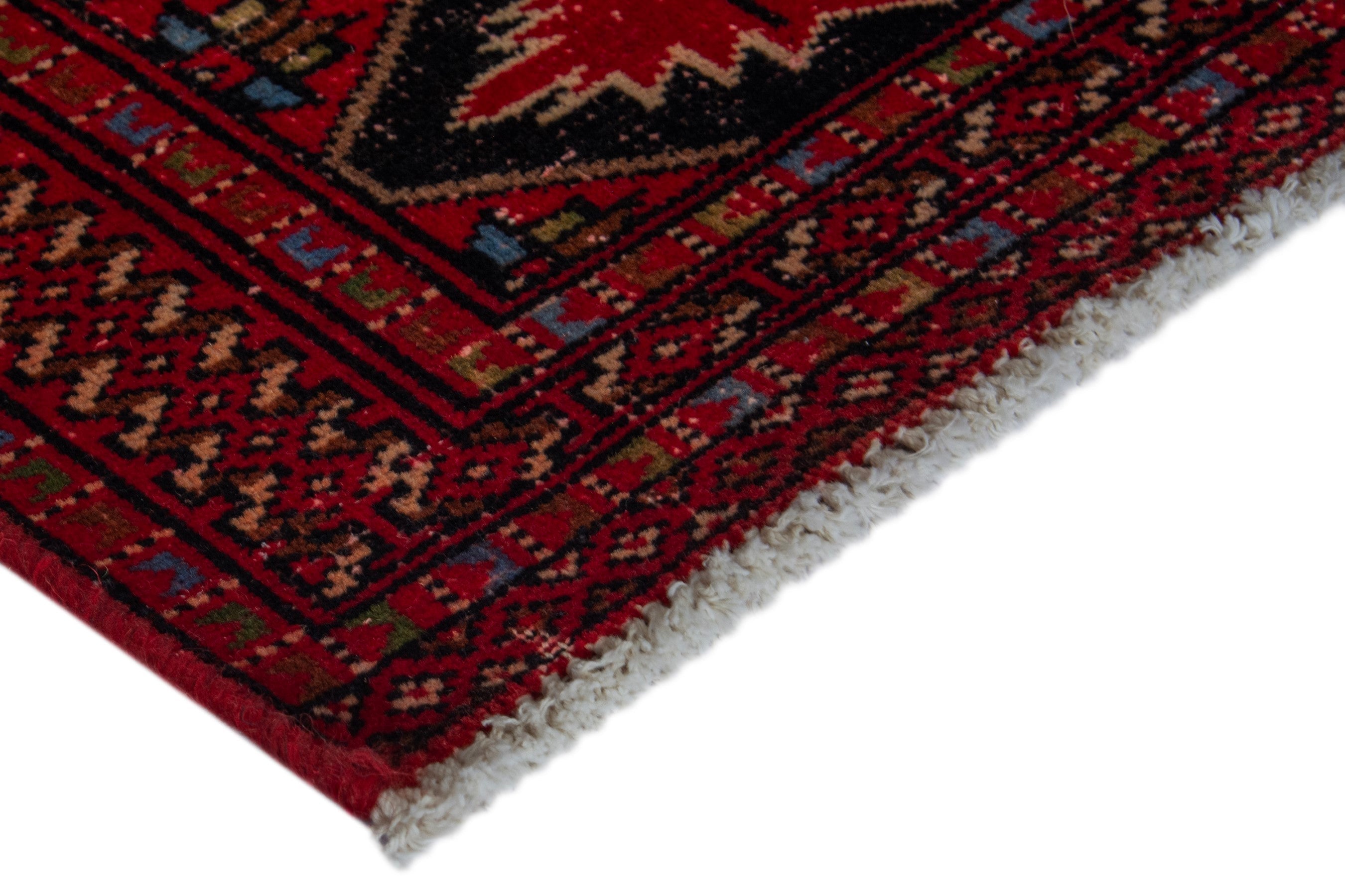 Persian Torkaman accent rug in deep red and burgundy, view 6 of 17