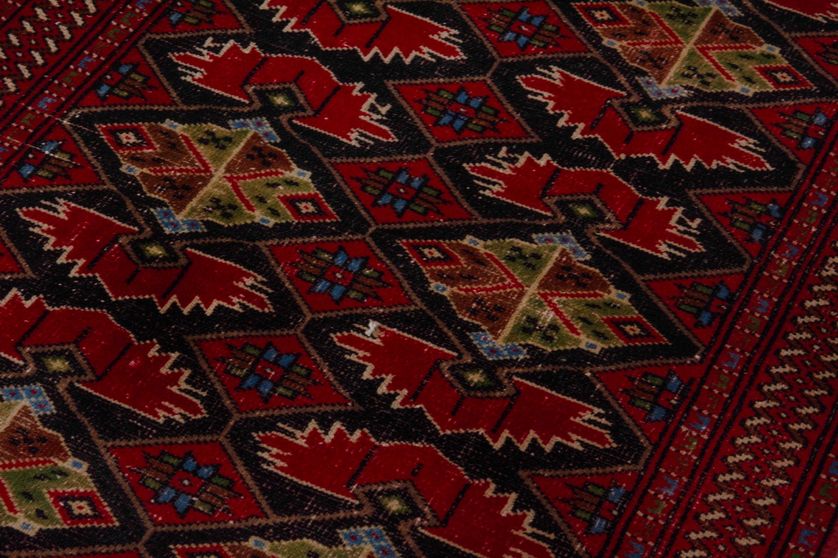Persian Torkaman accent rug in deep red and burgundy, view 9 of 17