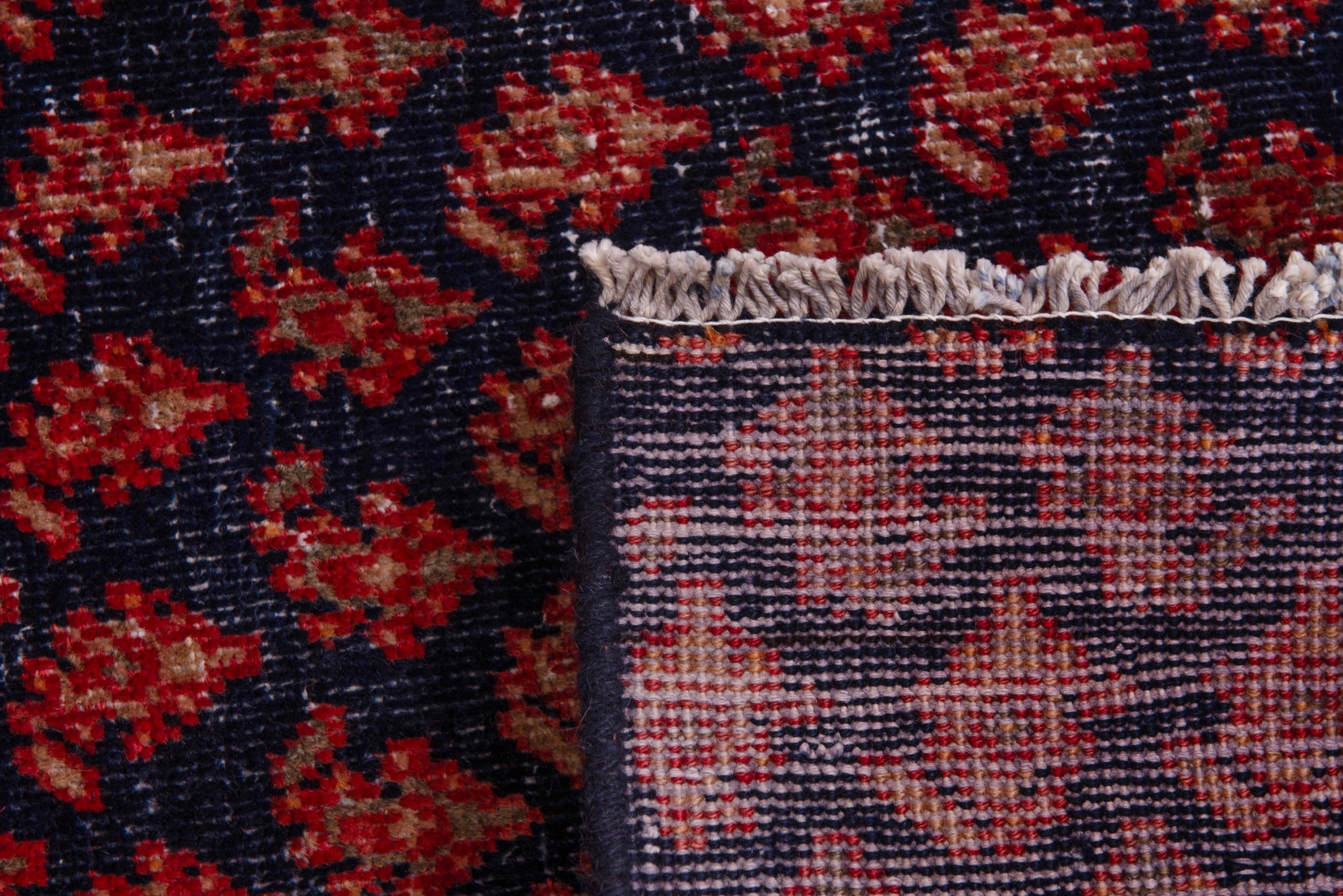 Persian Arak runner rug in navy and rust, view 17 of 17