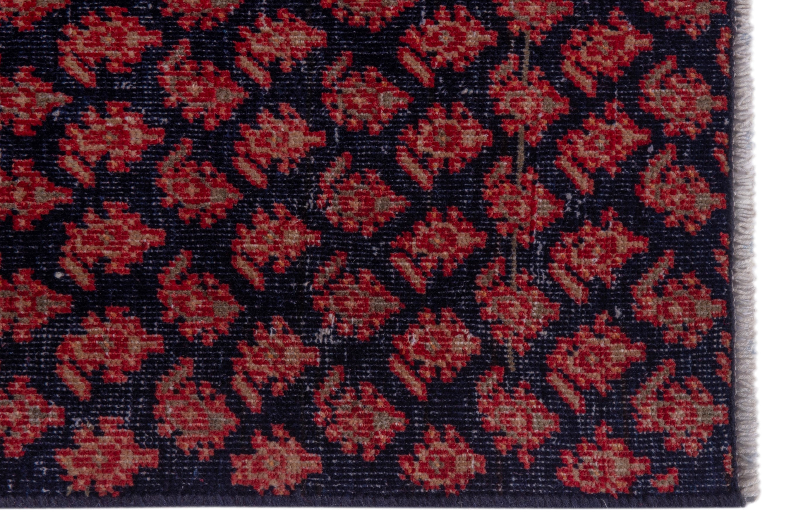 Persian Arak runner rug in navy and rust, view 5 of 17