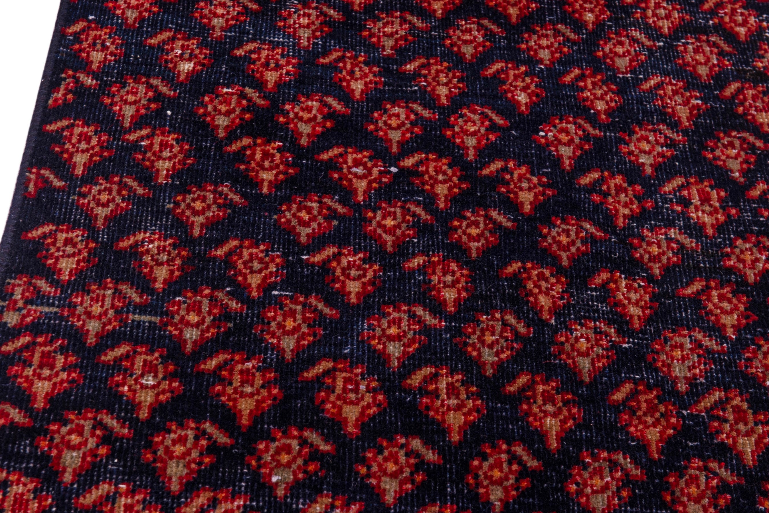 Persian Arak runner rug in navy and rust, view 7 of 17