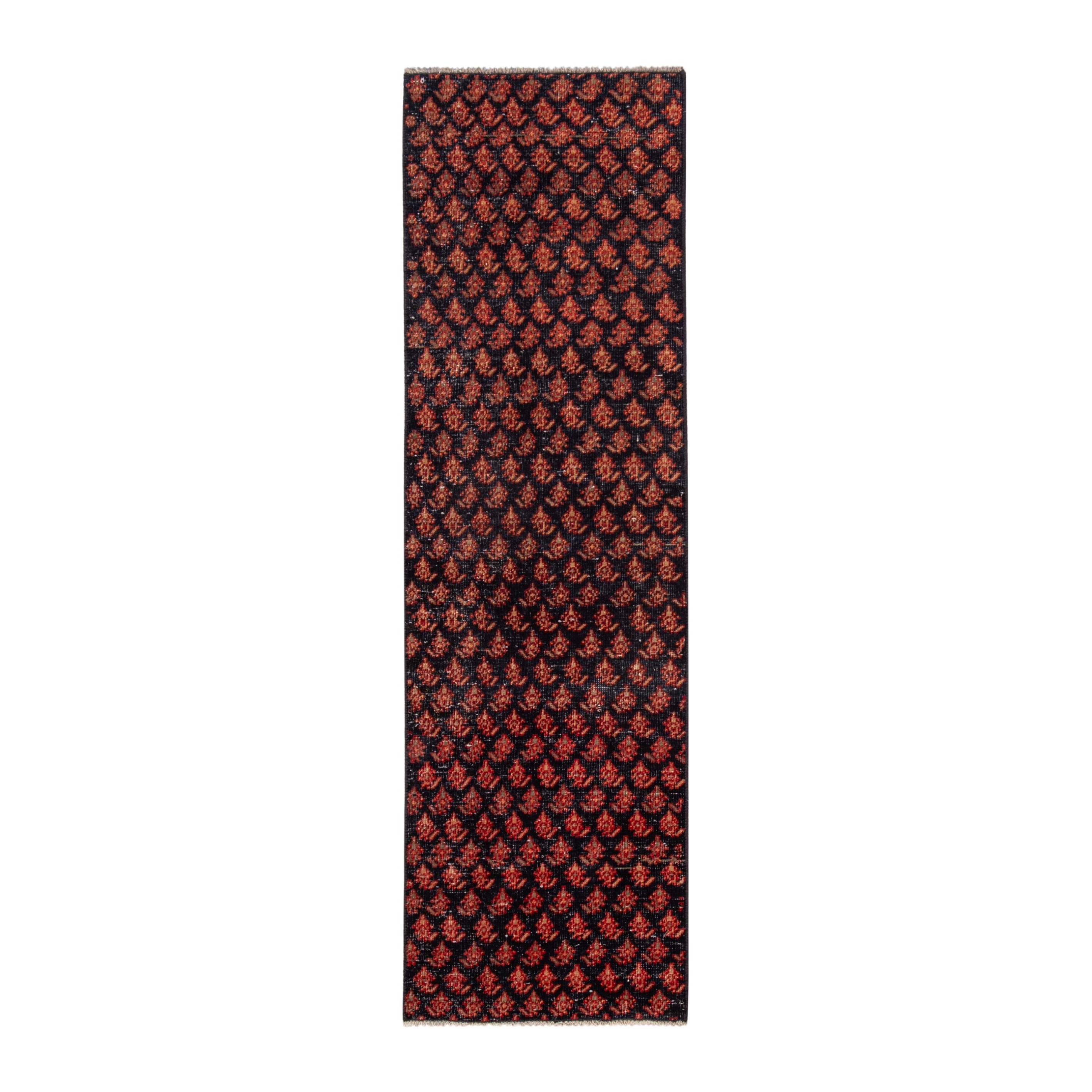 Persian Arak runner rug in navy and rust, 2' x 6'8"