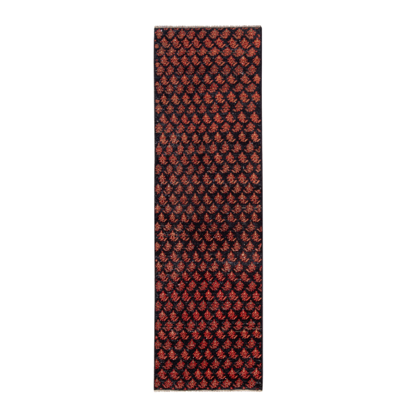 Persian Arak runner rug in navy and rust, 2' x 6'8"