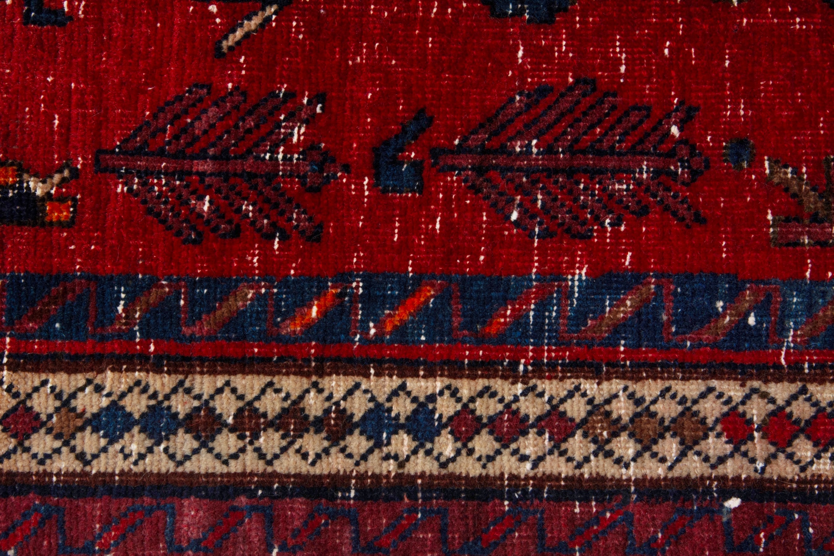 Persian Sirjan accent rug in deep red and black, view 13 of 17