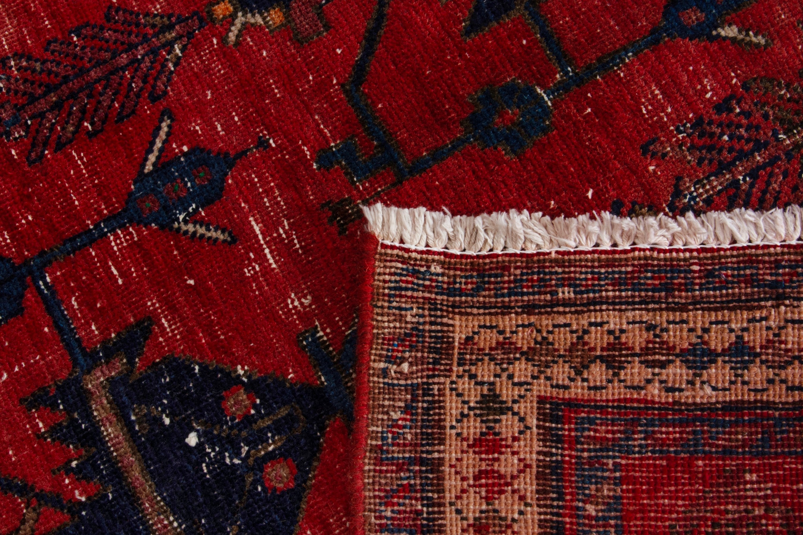 Persian Sirjan accent rug in deep red and black, view 17 of 17