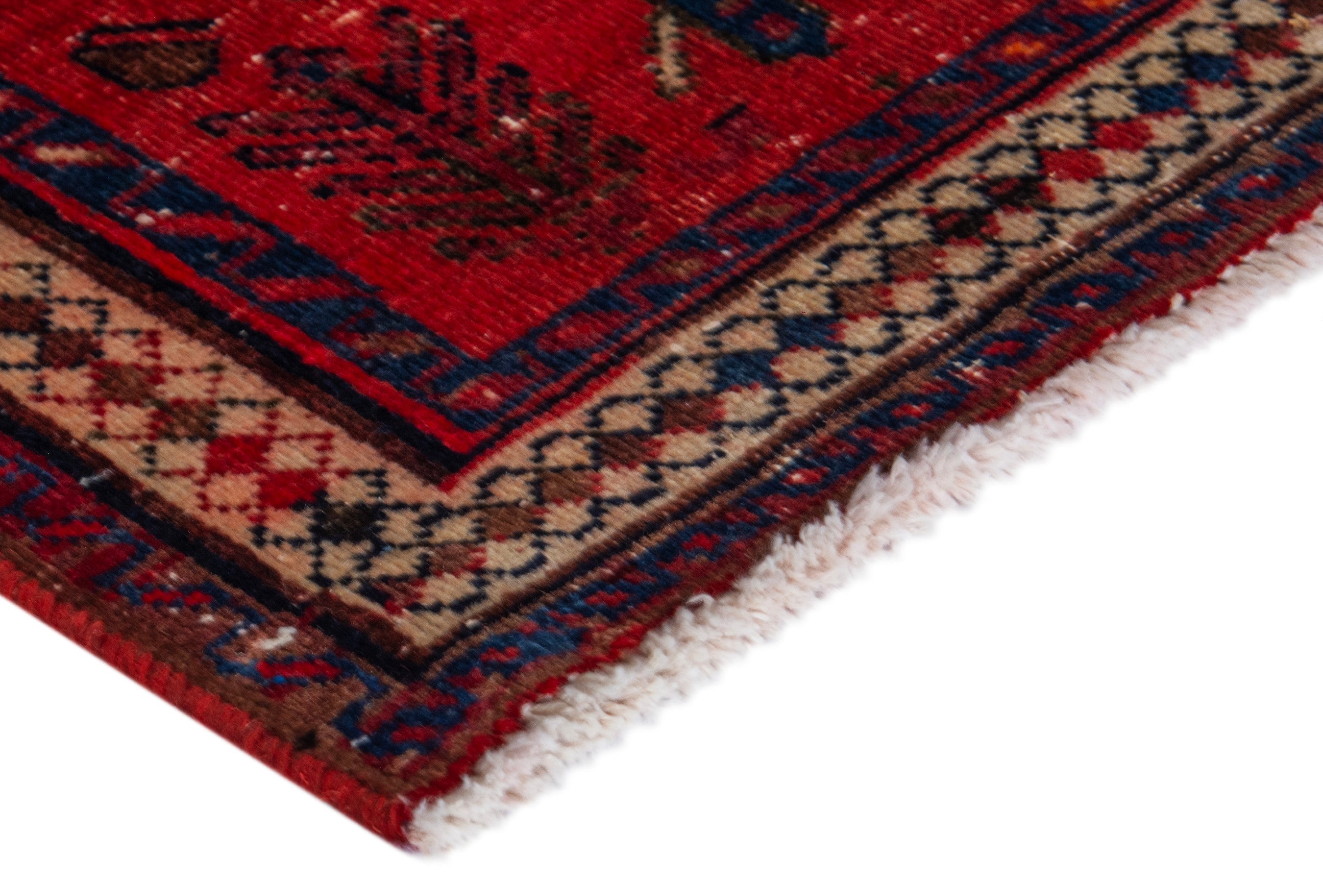 Persian Sirjan accent rug in deep red and black, view 6 of 17