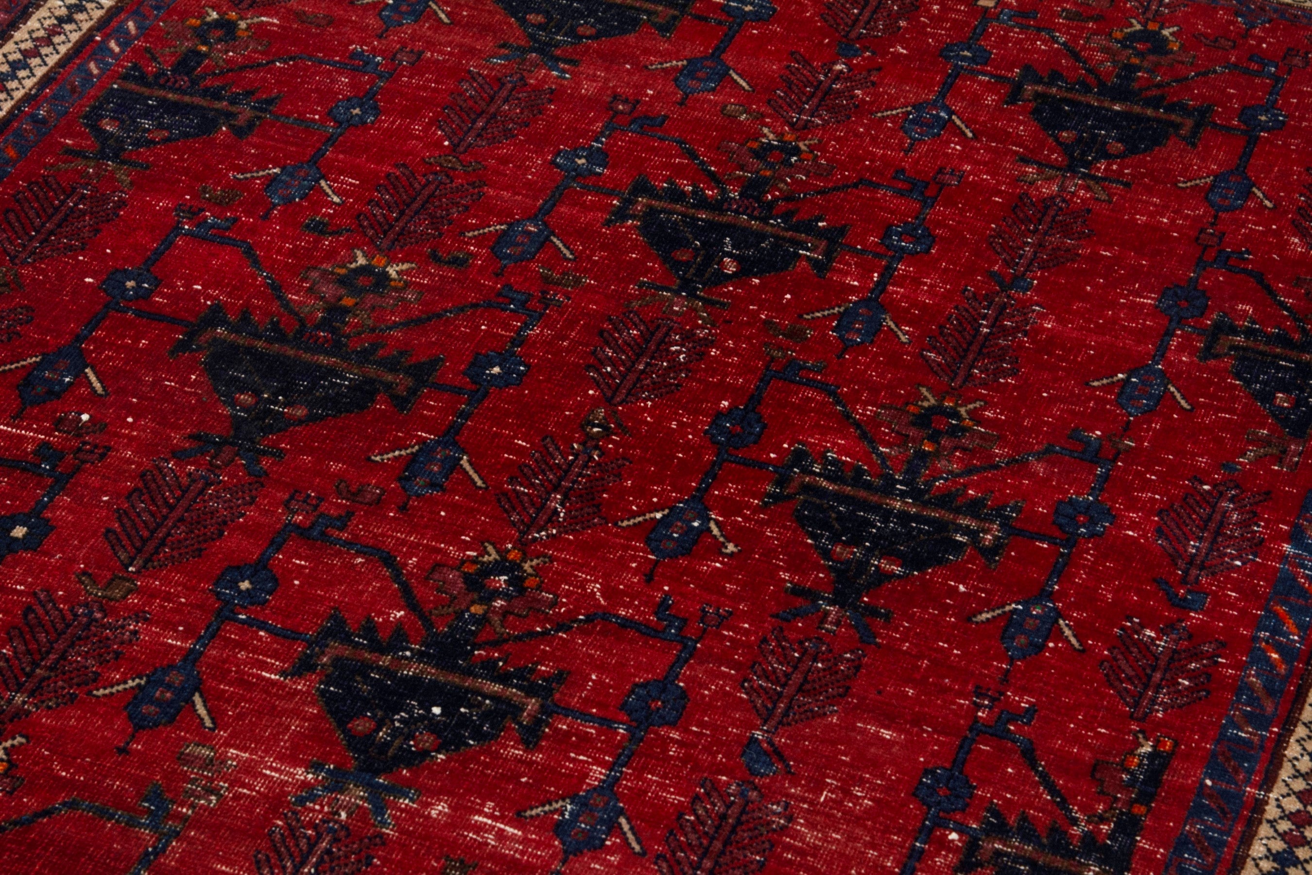 Persian Sirjan accent rug in deep red and black, view 9 of 17