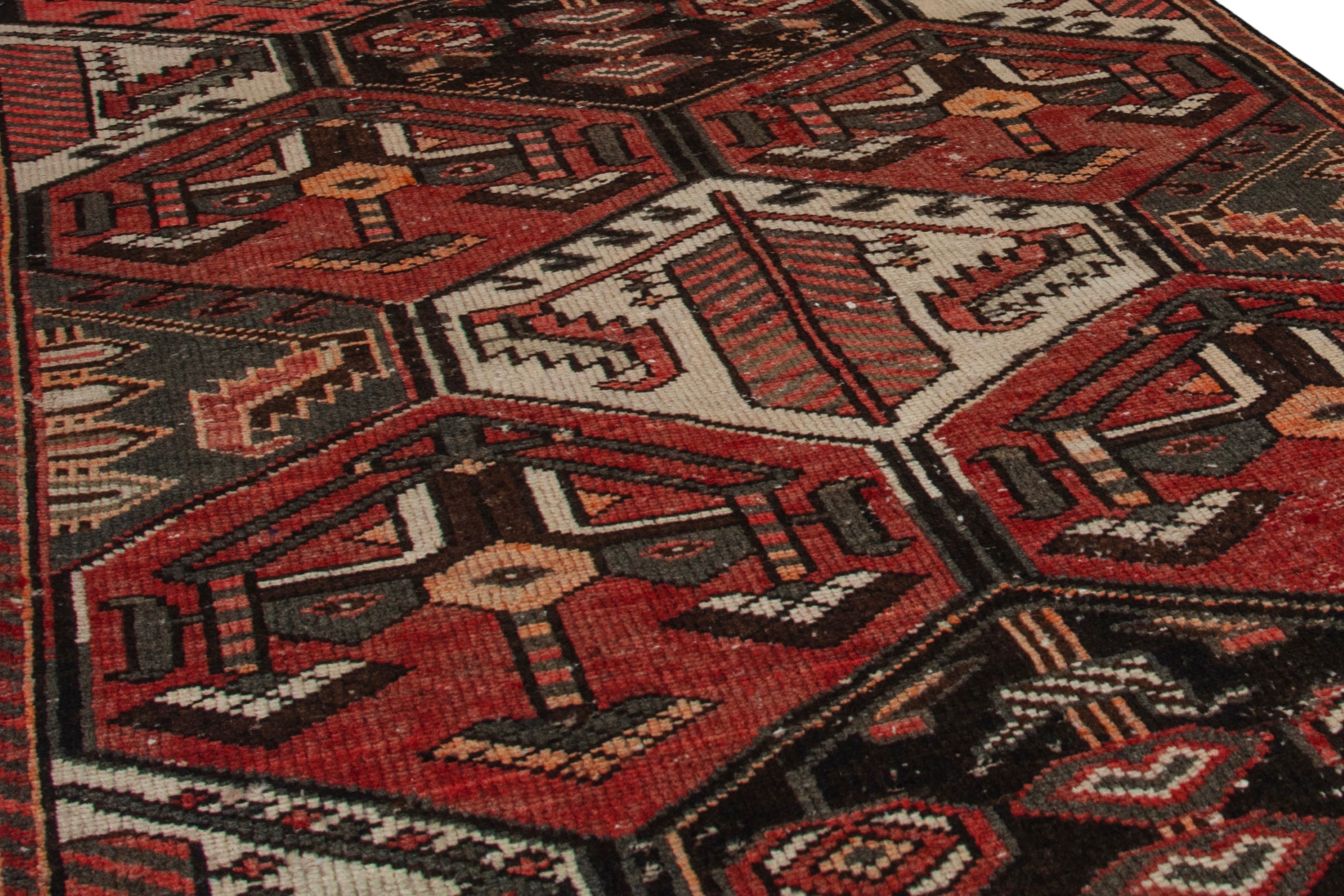 Persian Bakhtiari accent rug in deep red and dark brown, view 10 of 18