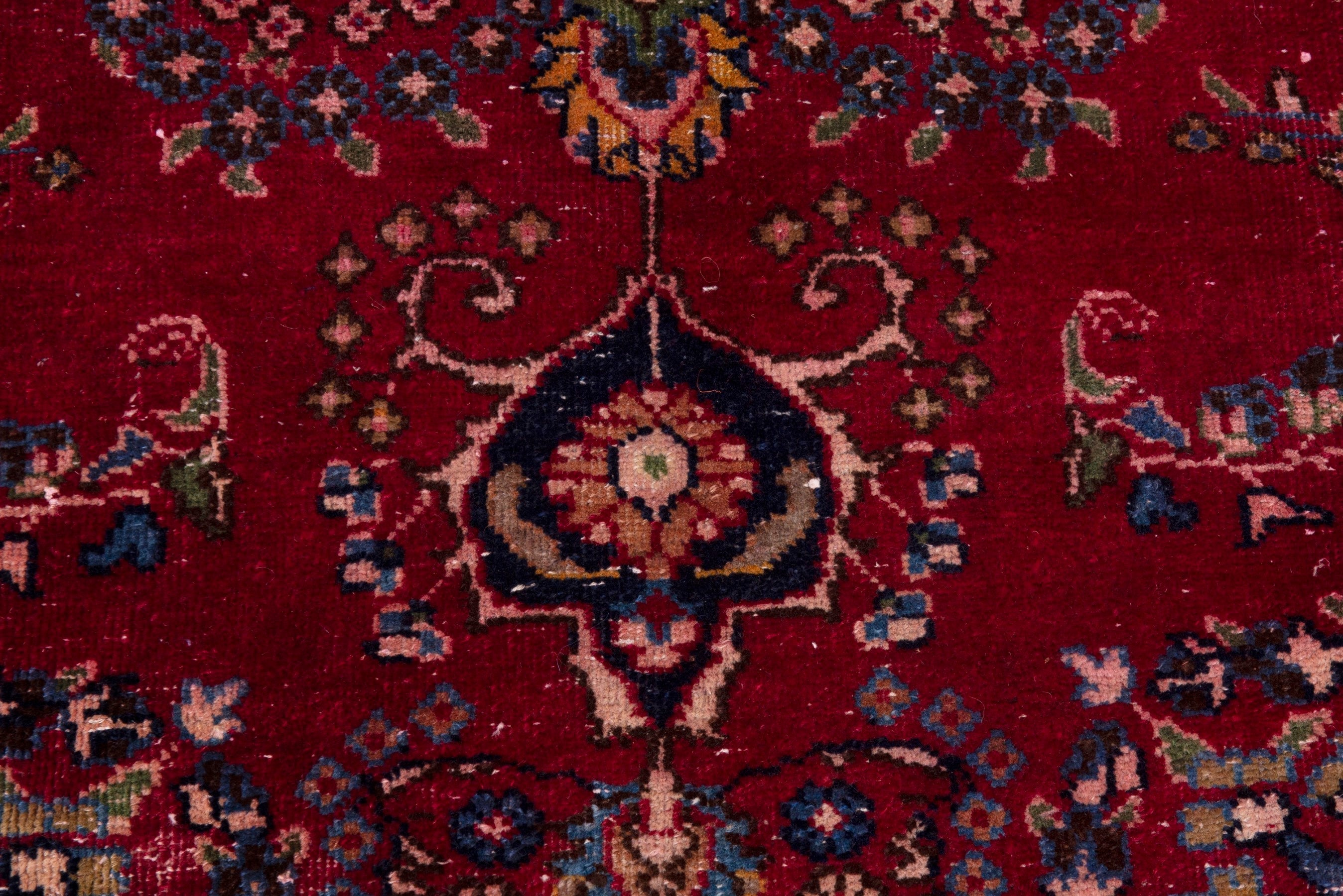 Persian Sabzevar area rug in deep red and navy, view 11 of 19