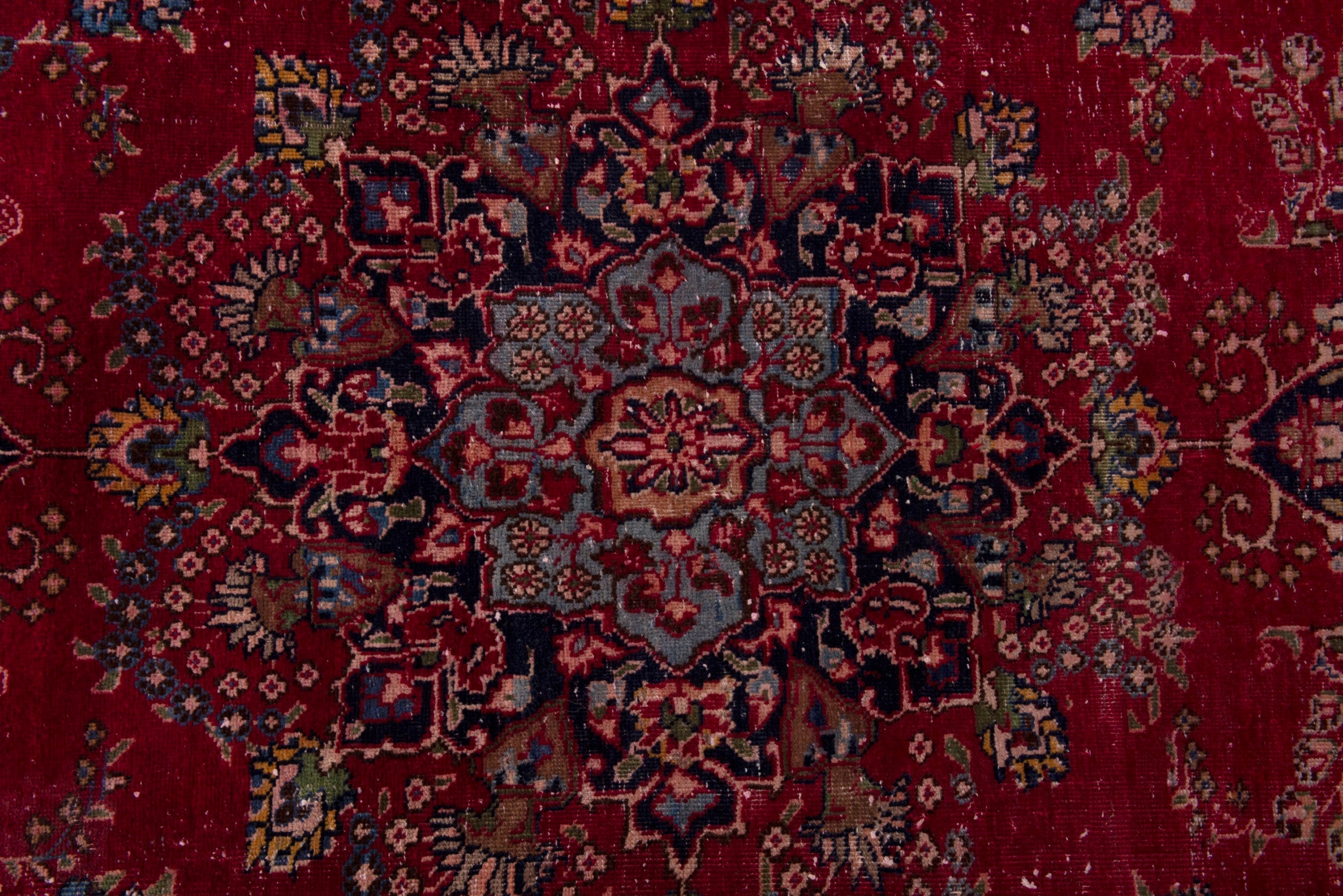 Persian Sabzevar area rug in deep red and navy, view 12 of 19