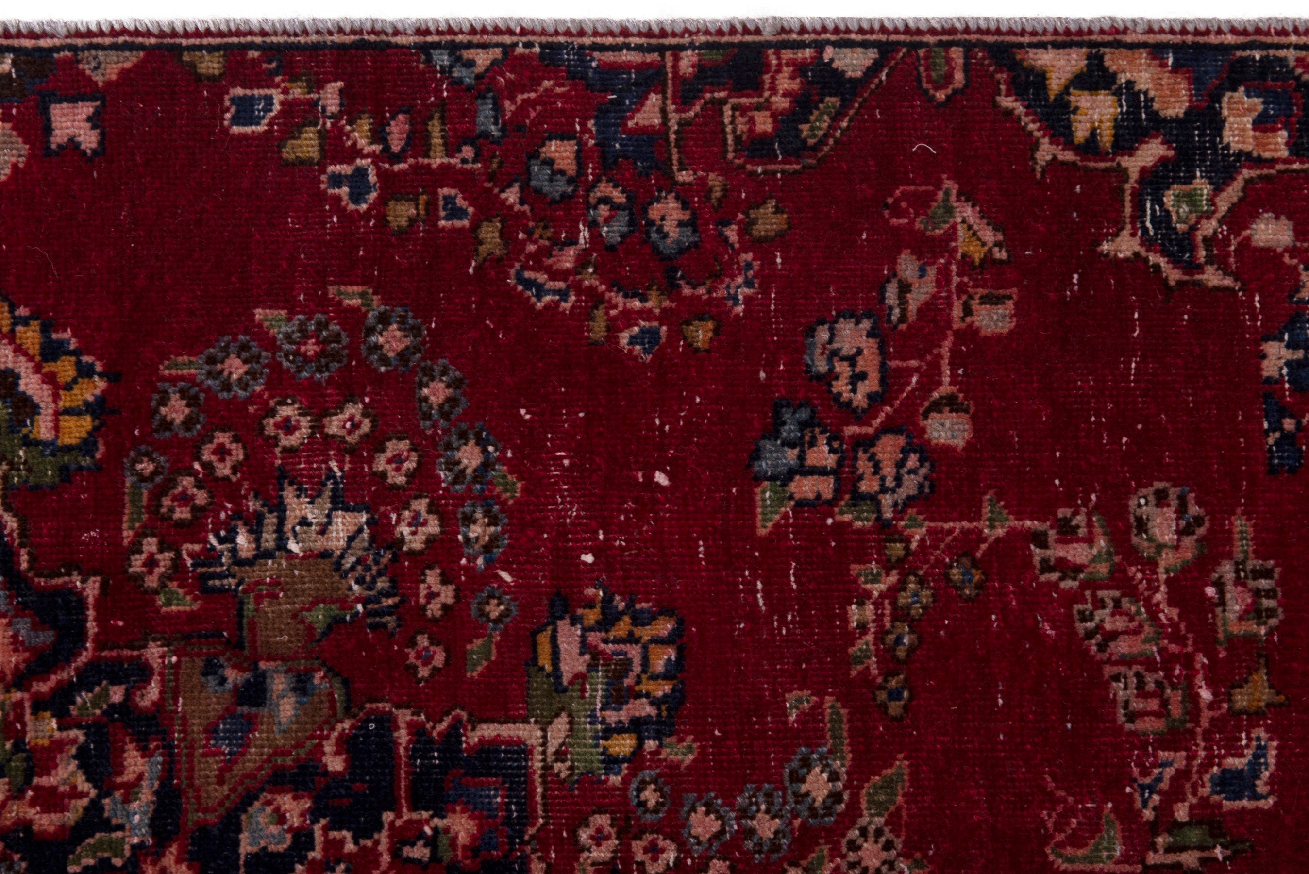 Persian Sabzevar area rug in deep red and navy, view 14 of 19
