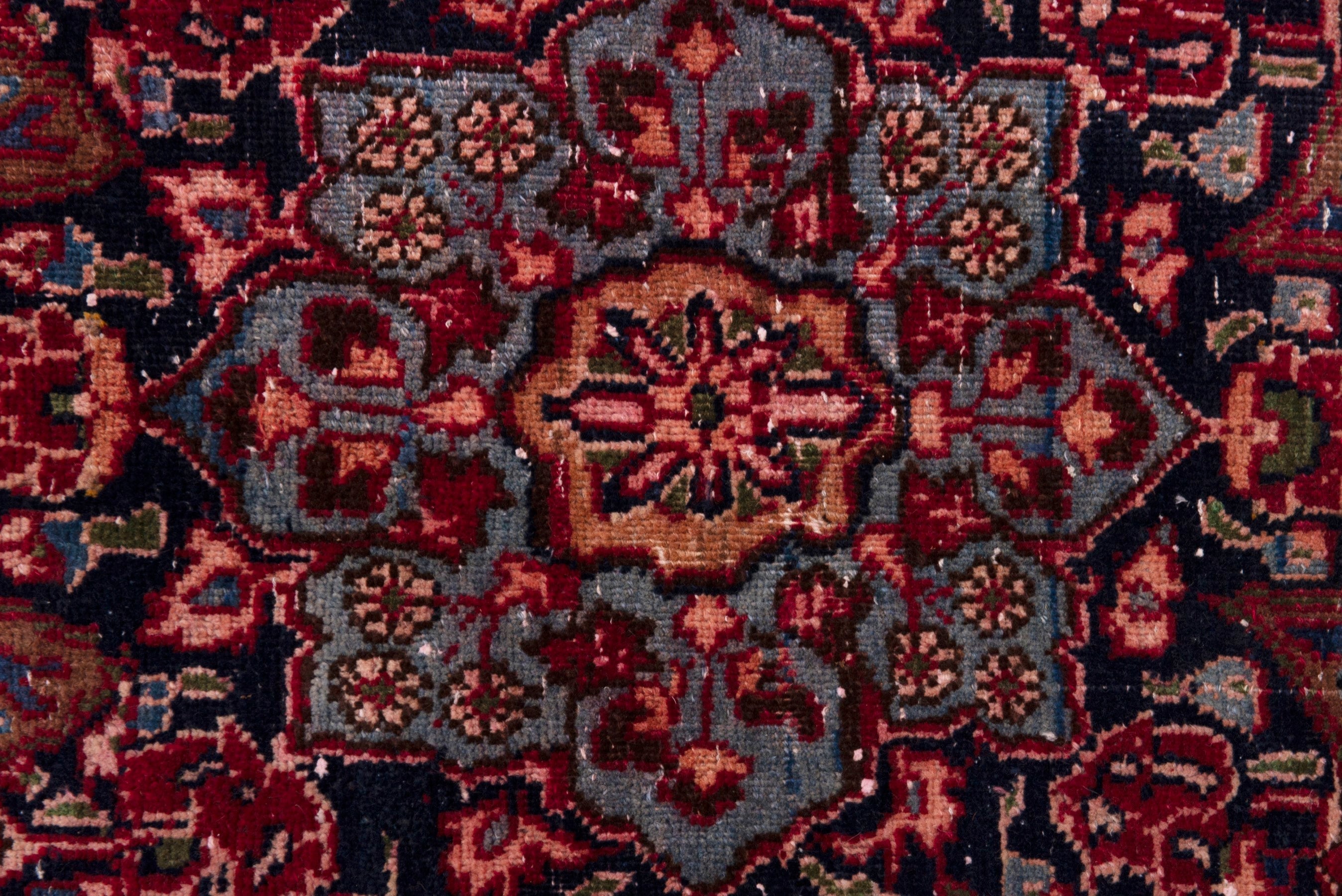 Persian Sabzevar area rug in deep red and navy, view 15 of 19