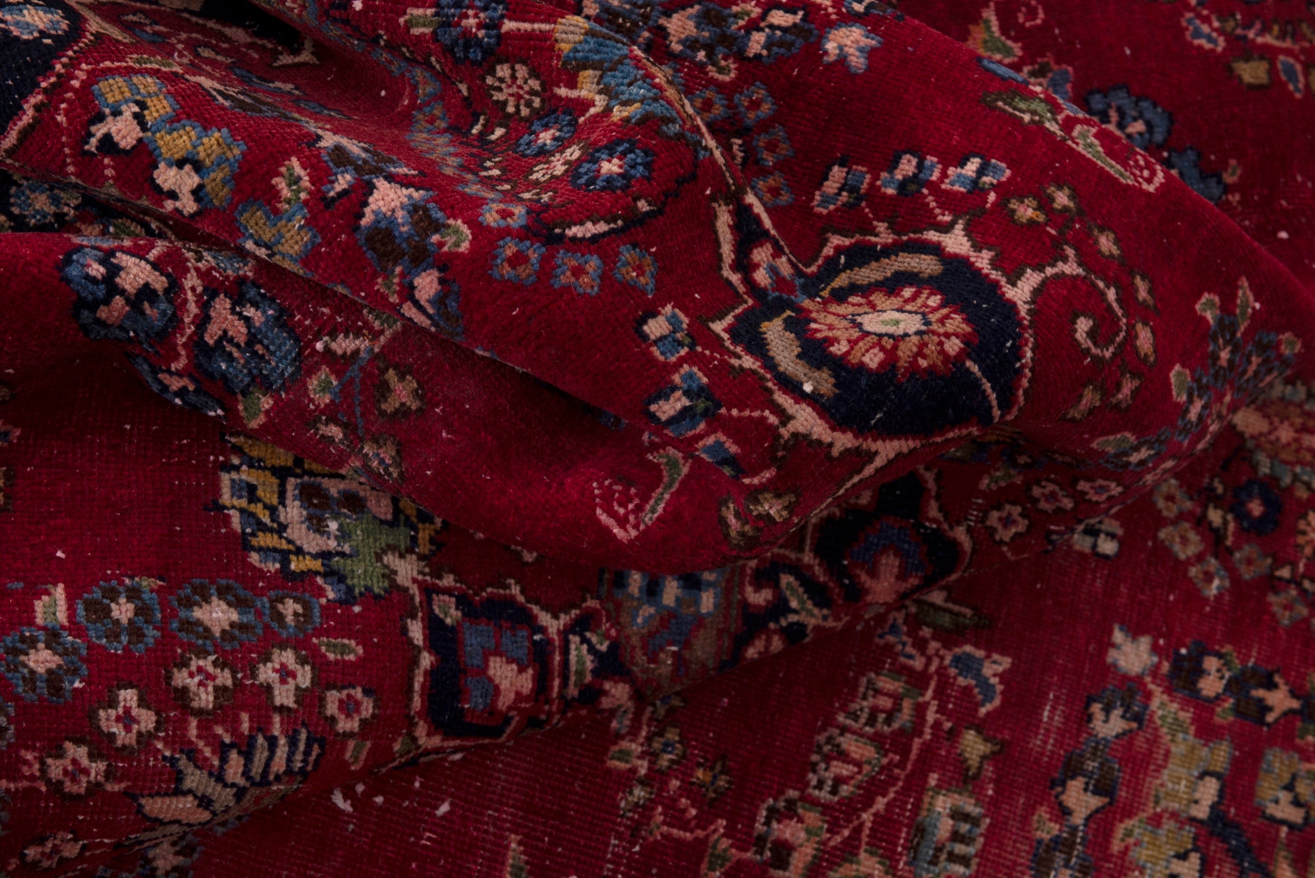 Persian Sabzevar area rug in deep red and navy, view 16 of 19