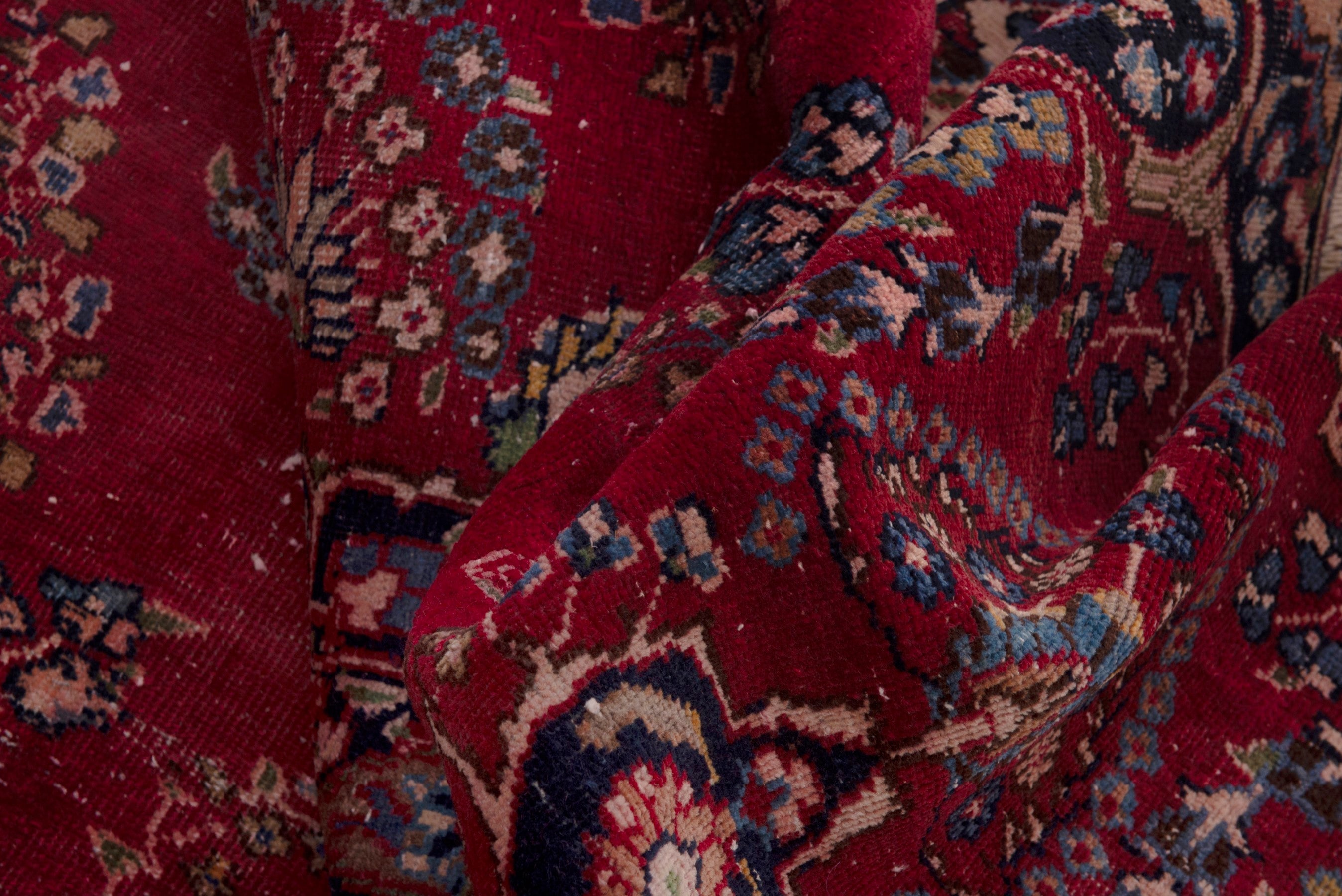 Persian Sabzevar area rug in deep red and navy, view 17 of 19