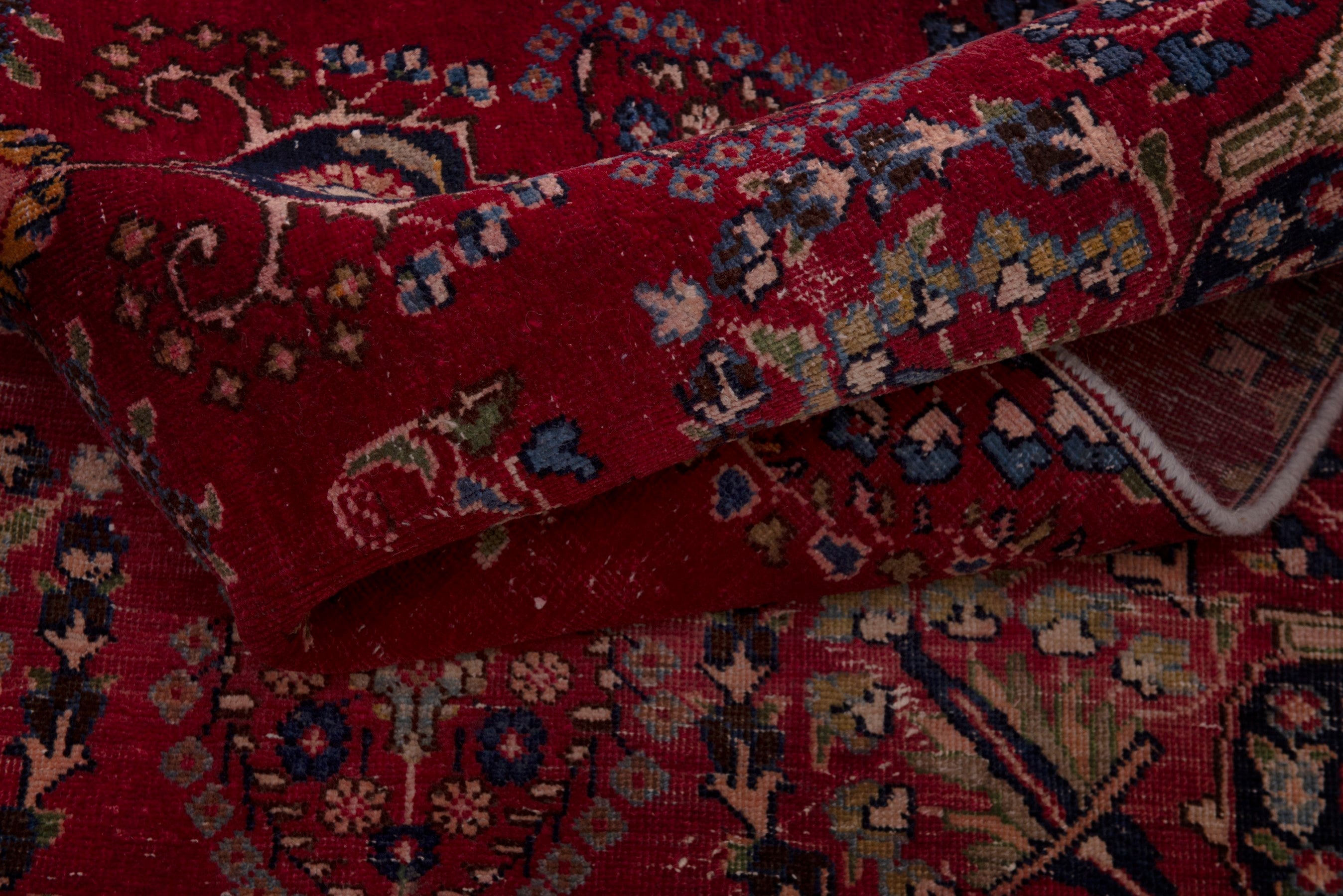 Persian Sabzevar area rug in deep red and navy, view 18 of 19