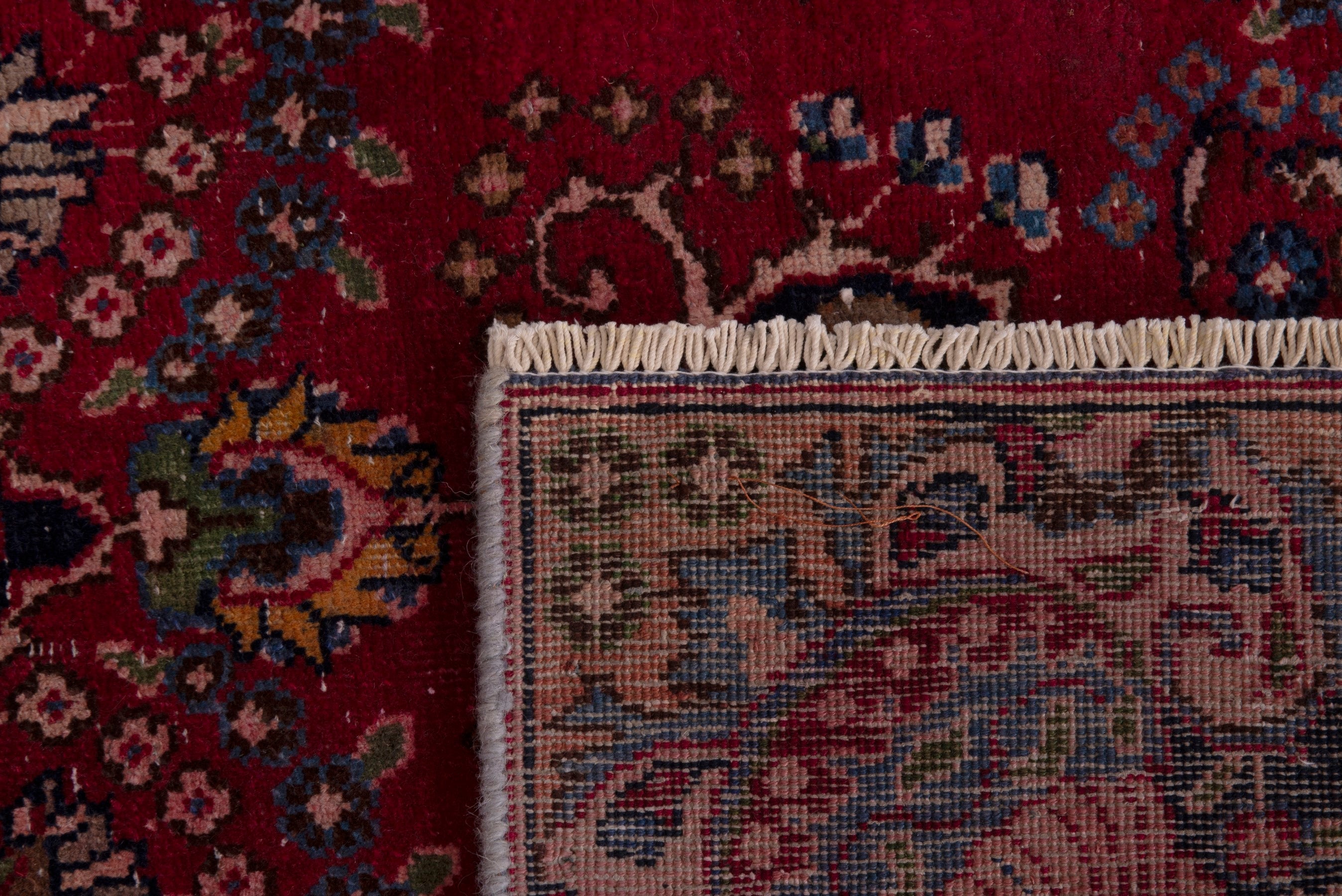 Persian Sabzevar area rug in deep red and navy, view 19 of 19