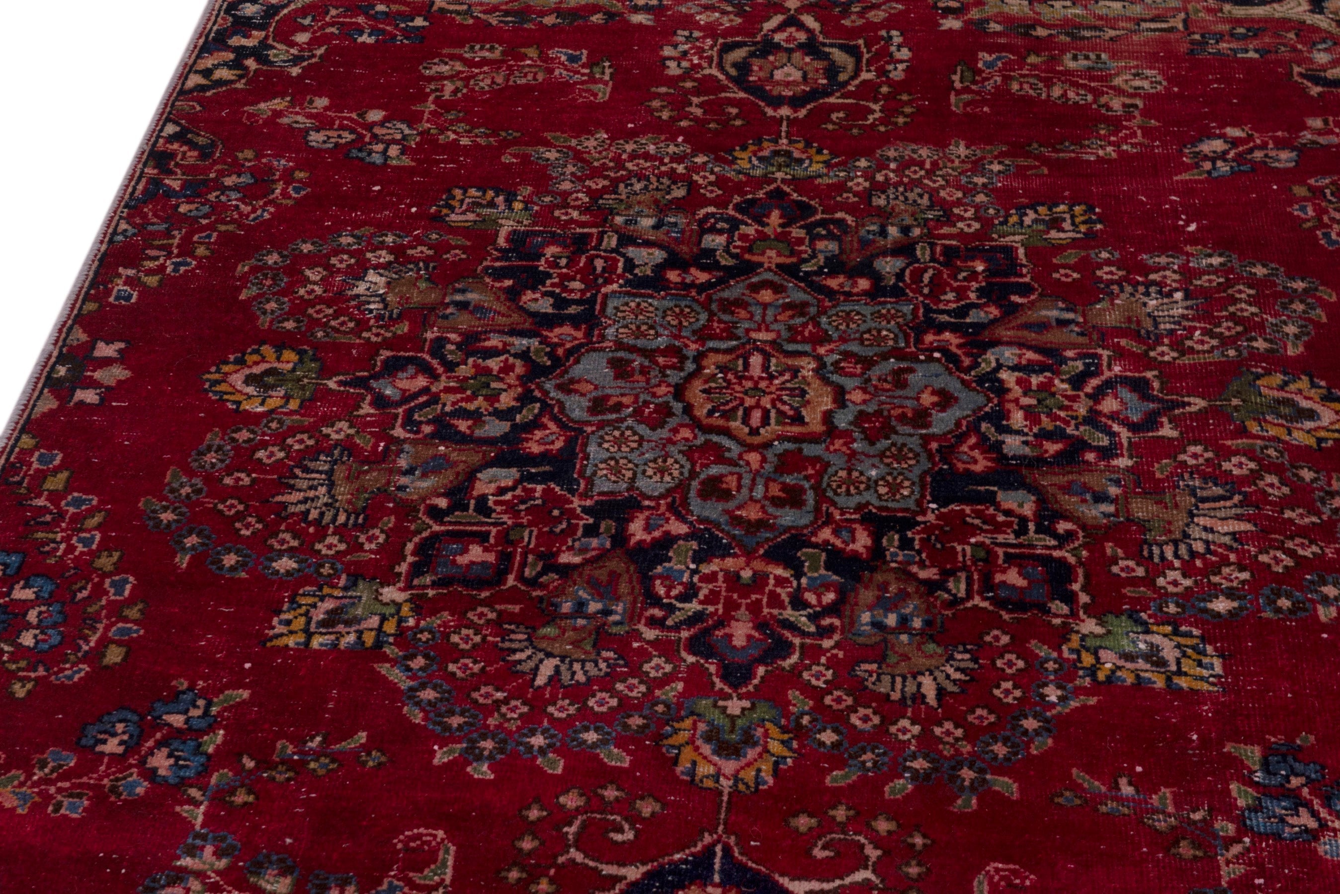 Persian Sabzevar area rug in deep red and navy, view 9 of 19