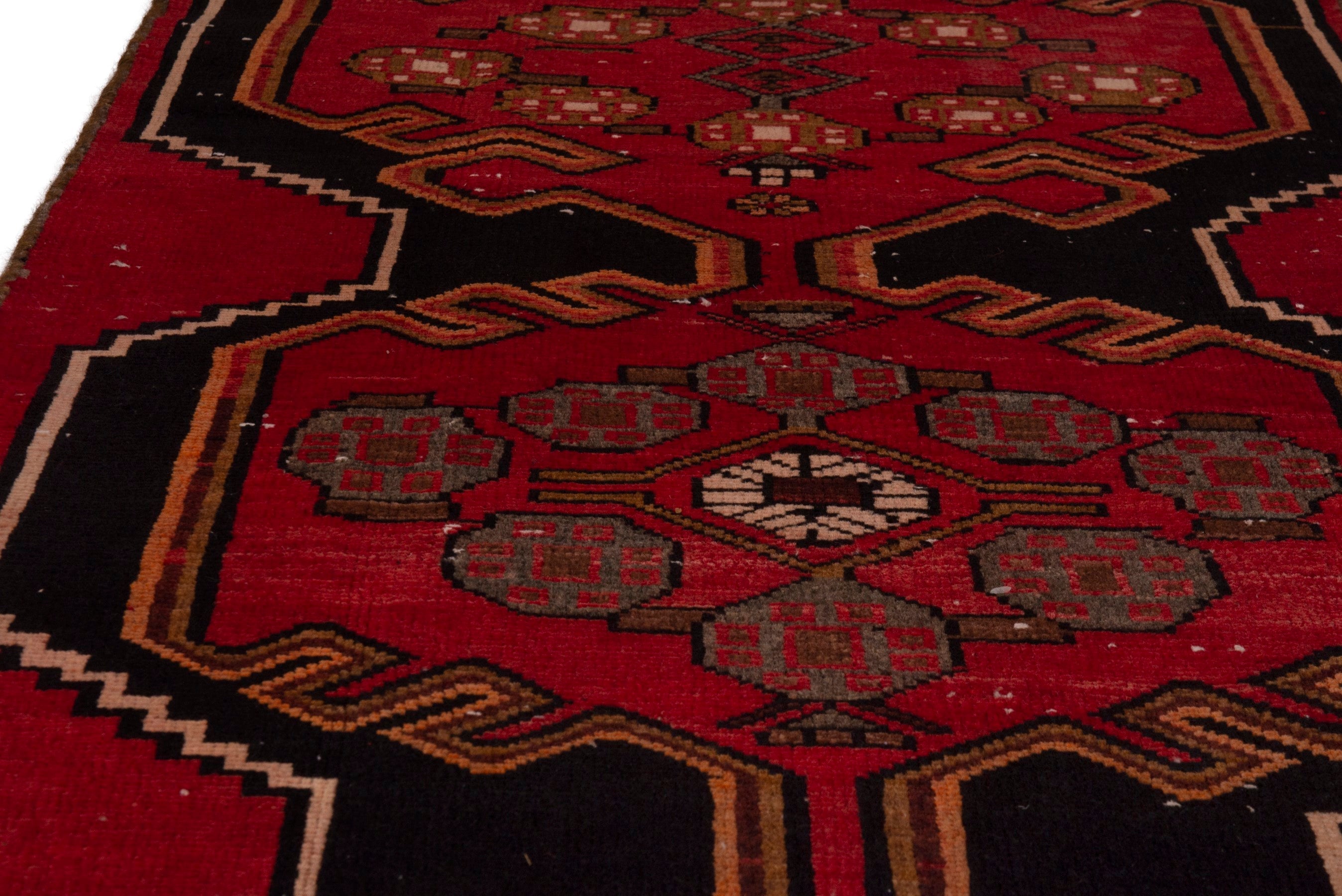 Persian Saveh runner rug in deep red and dark blue, view 10 of 18