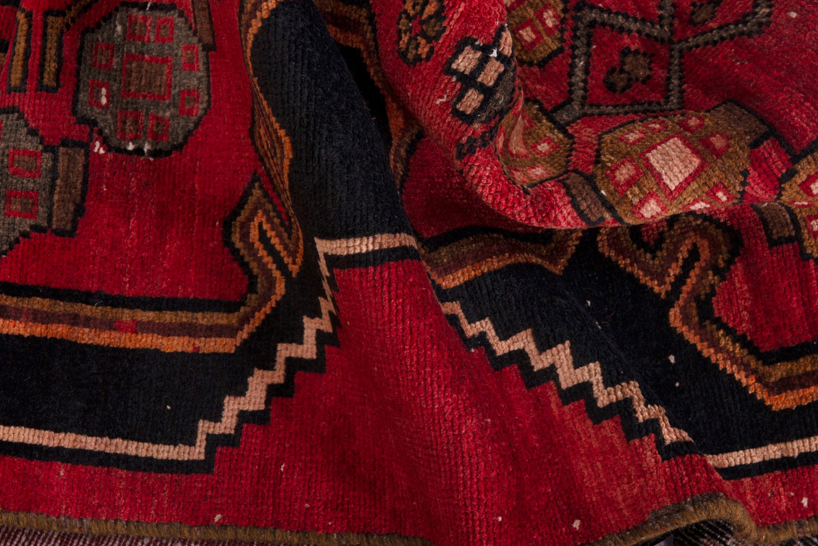 Persian Saveh runner rug in deep red and dark blue, view 15 of 18