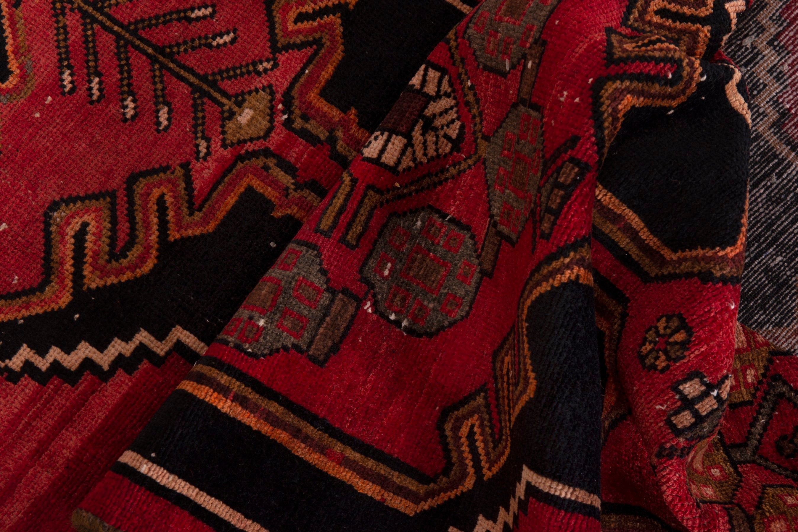 Persian Saveh runner rug in deep red and dark blue, view 16 of 18