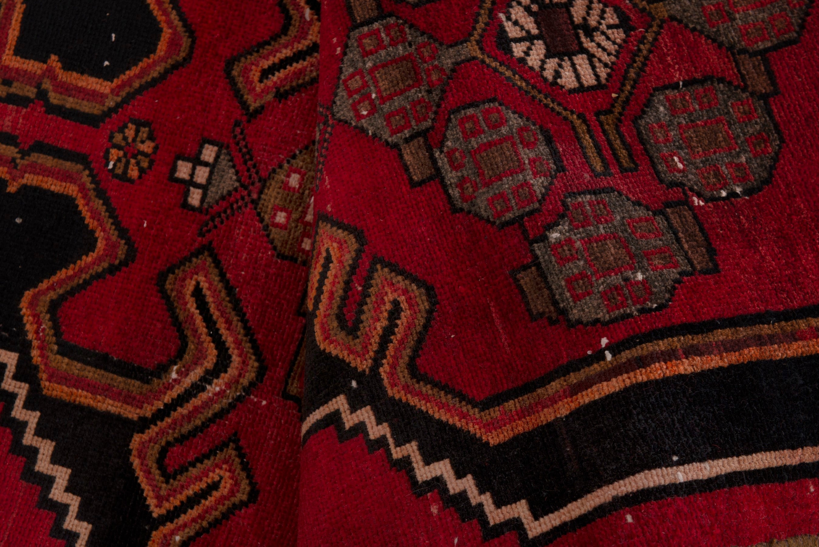 Persian Saveh runner rug in deep red and dark blue, view 17 of 18