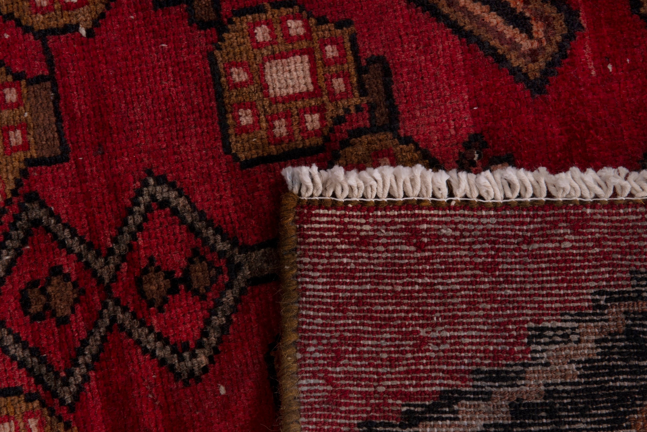 Persian Saveh runner rug in deep red and dark blue, view 18 of 18