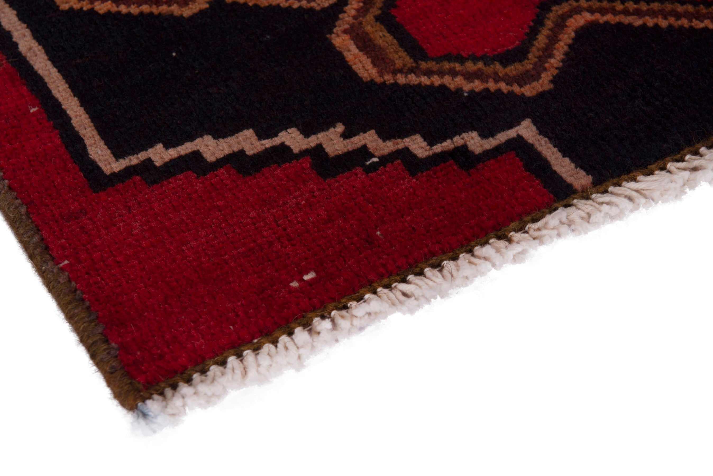 Persian Saveh runner rug in deep red and dark blue, view 6 of 18
