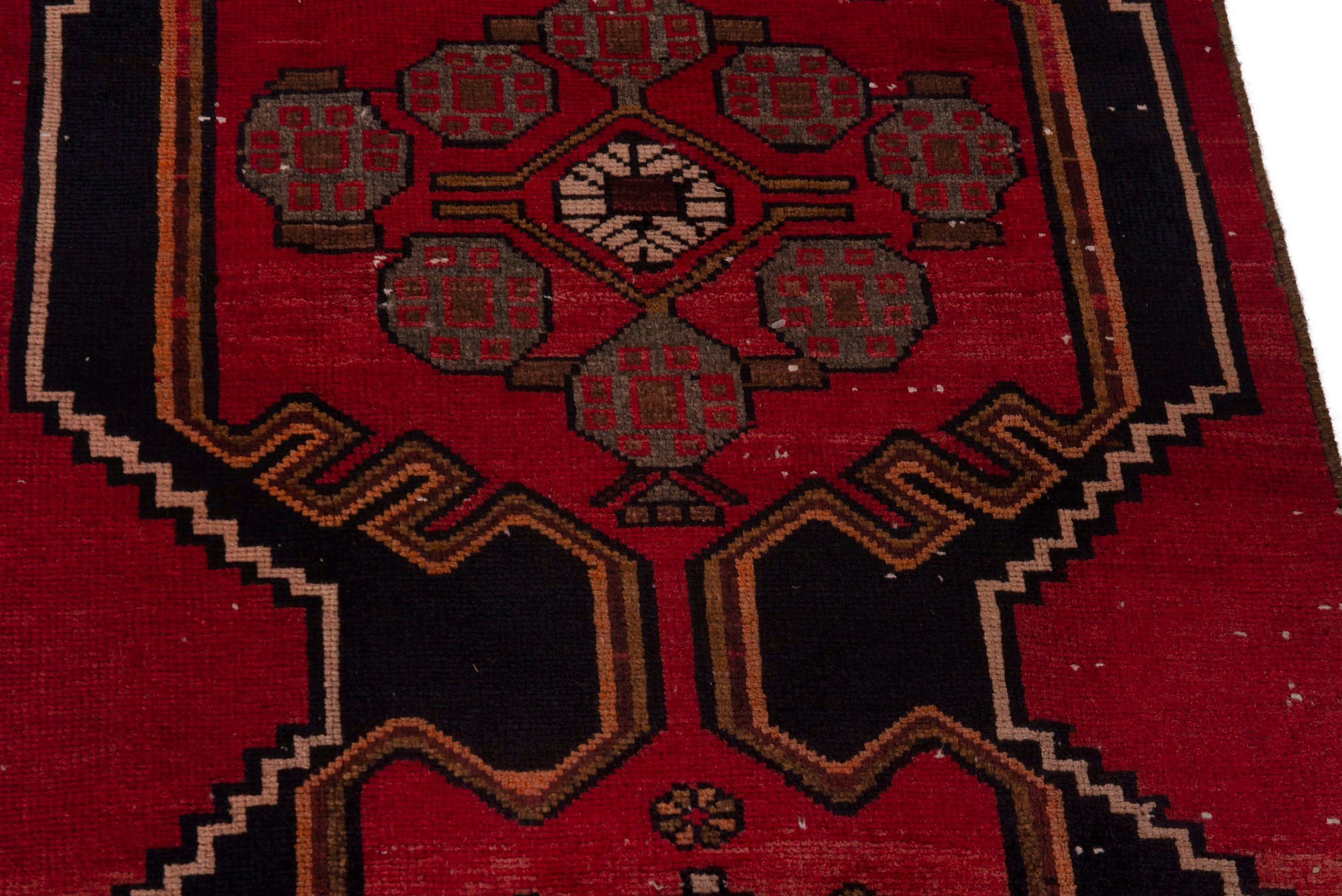 Persian Saveh runner rug in deep red and dark blue, view 9 of 18