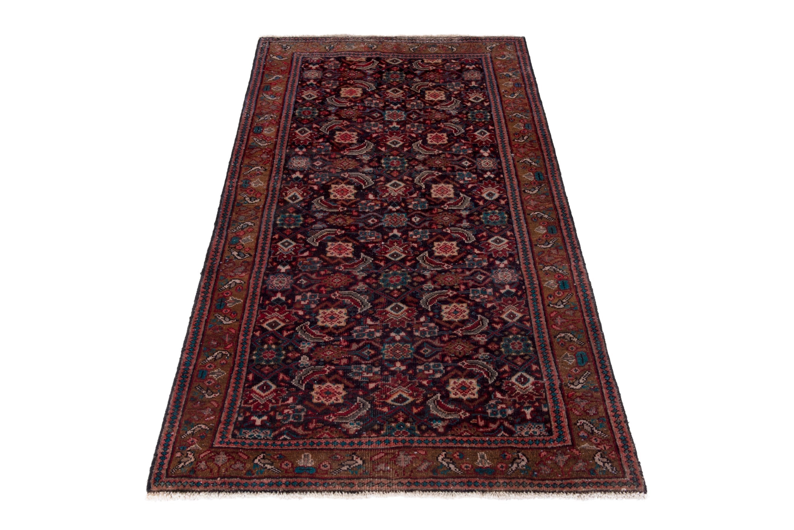 Persian Mahal area rug in burgundy and rust, view 3 of 18