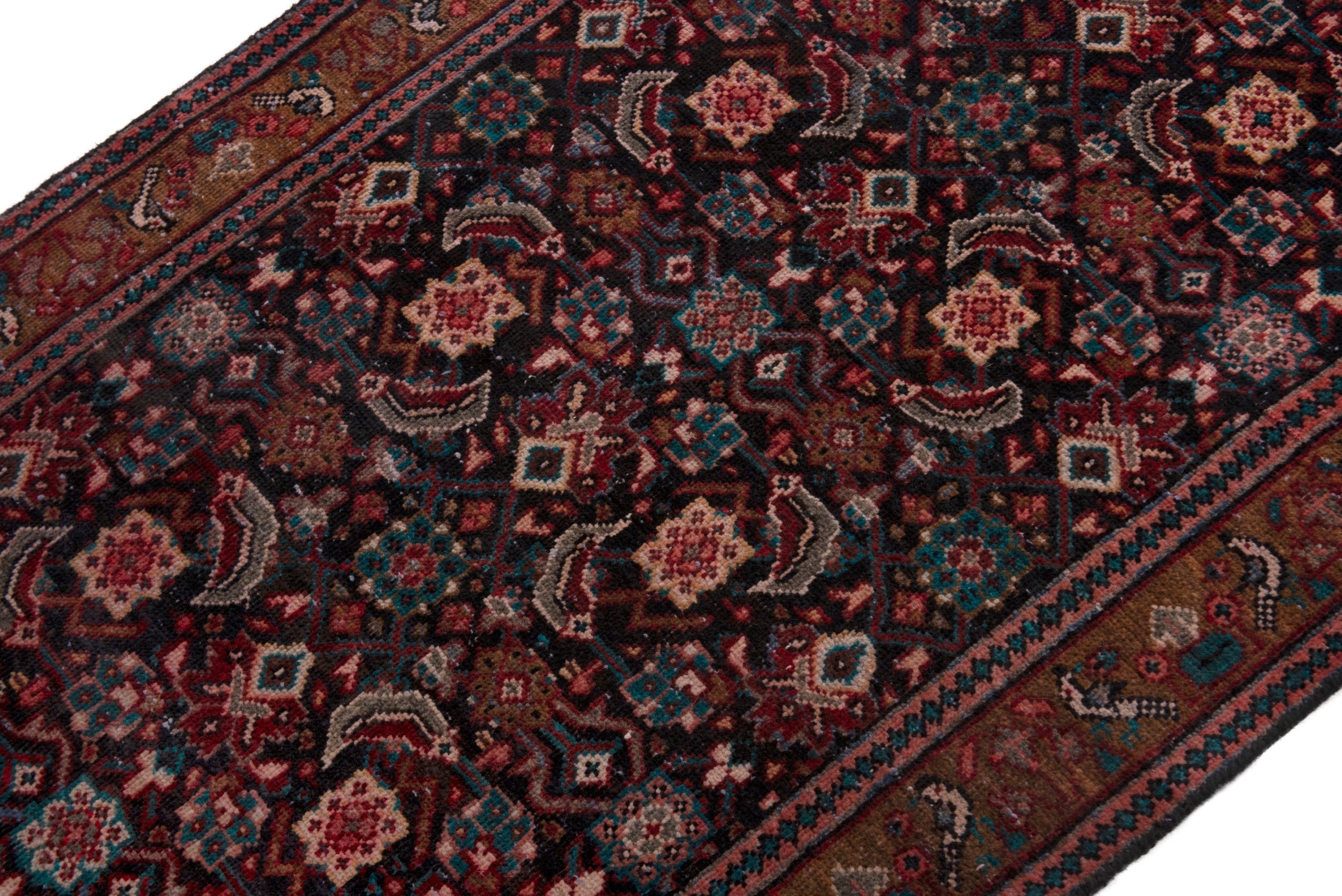 Persian Mahal area rug in burgundy and rust, view 4 of 18