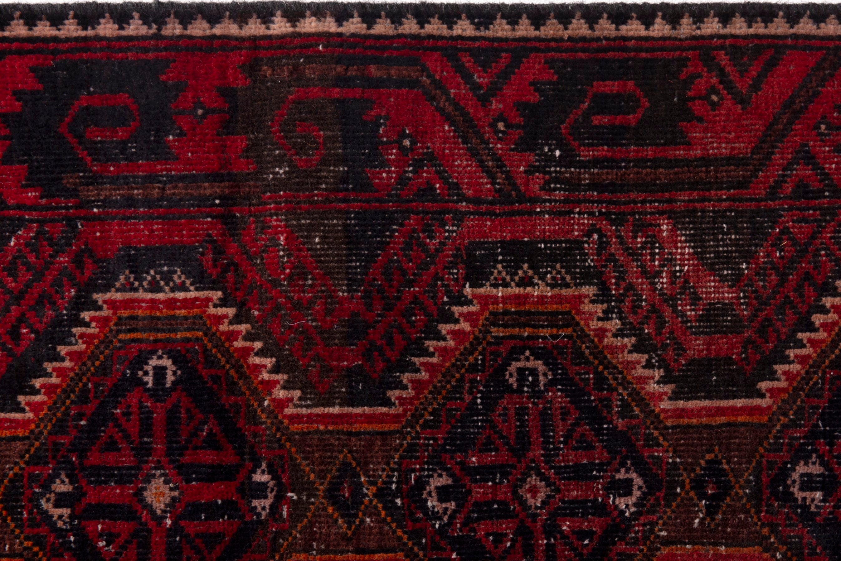 Persian Baluch runner rug in burgundy and deep red, view 13 of 18