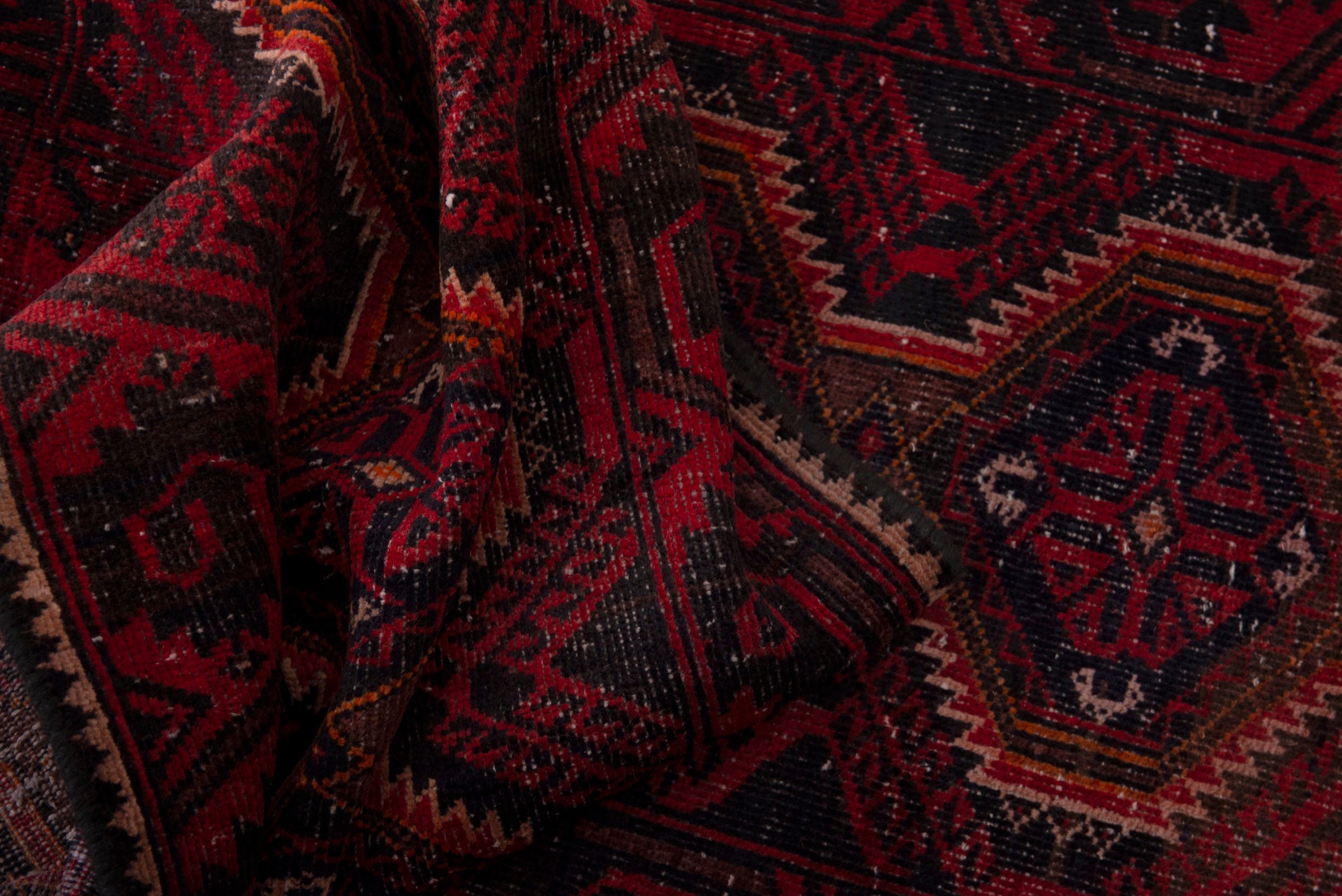 Persian Baluch runner rug in burgundy and deep red, view 15 of 18