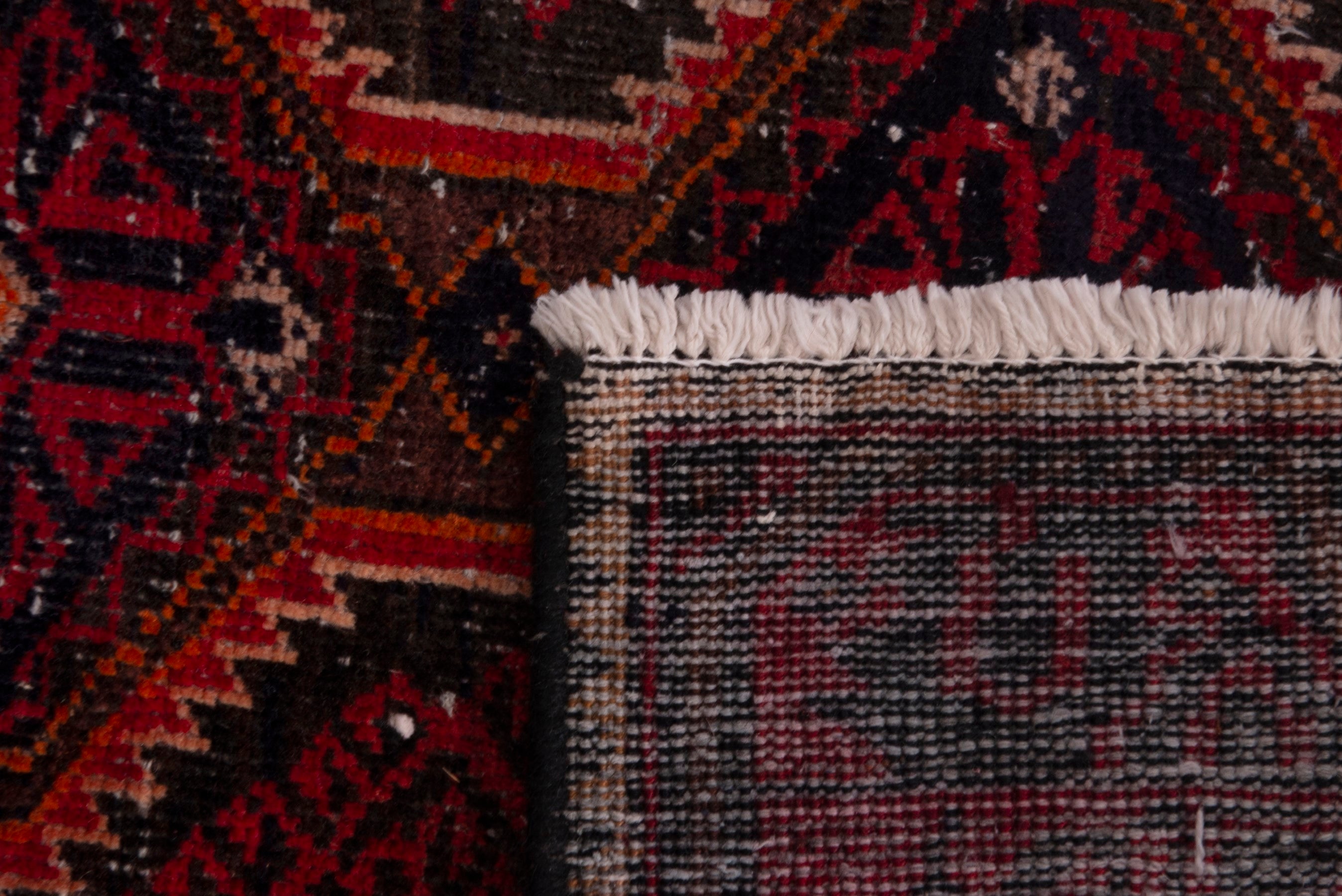 Persian Baluch runner rug in burgundy and deep red, view 18 of 18