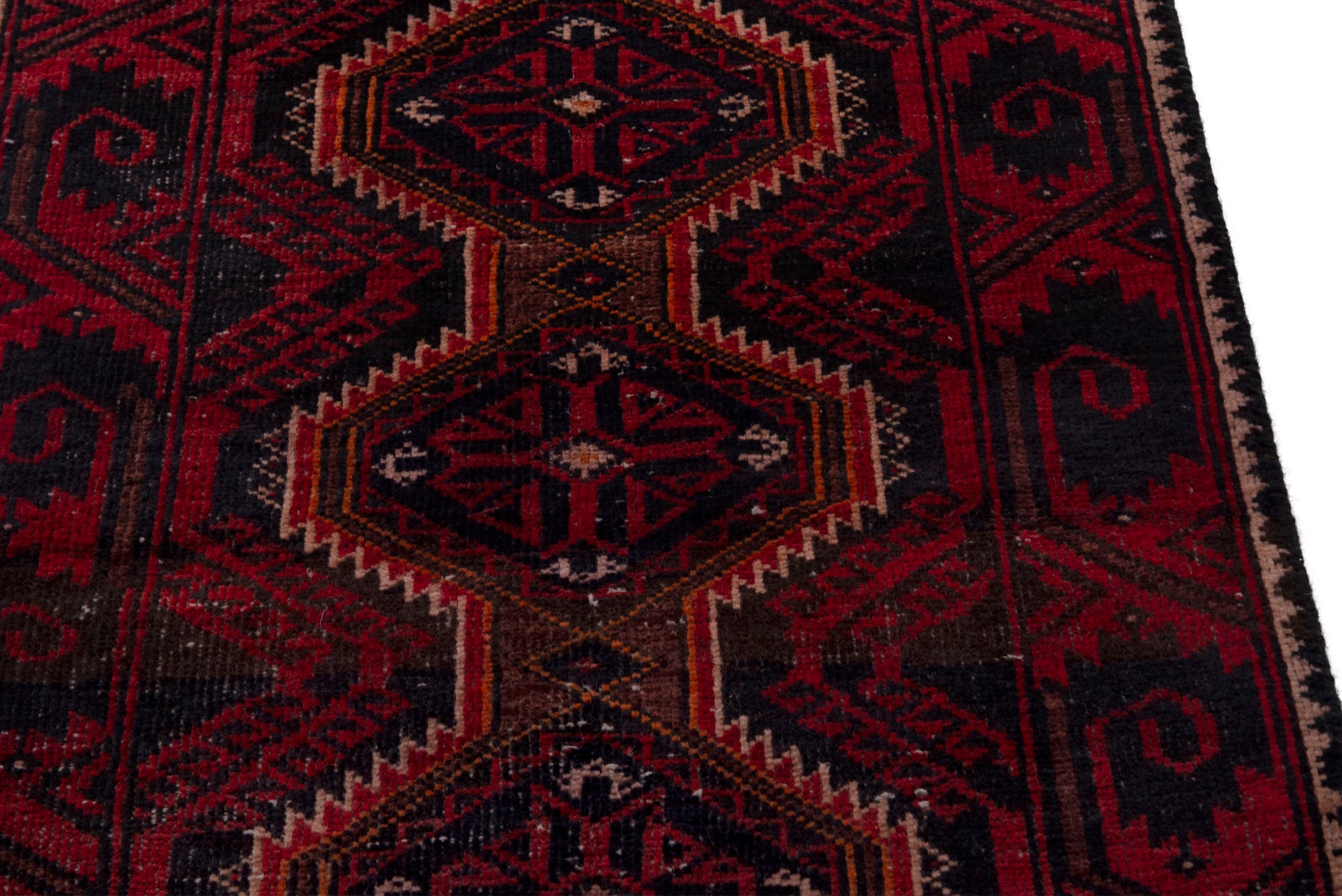 Persian Baluch runner rug in burgundy and deep red, view 7 of 18