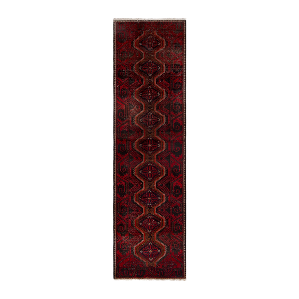 Persian Baluch runner rug in burgundy and deep red, 1'11" x 7'1"