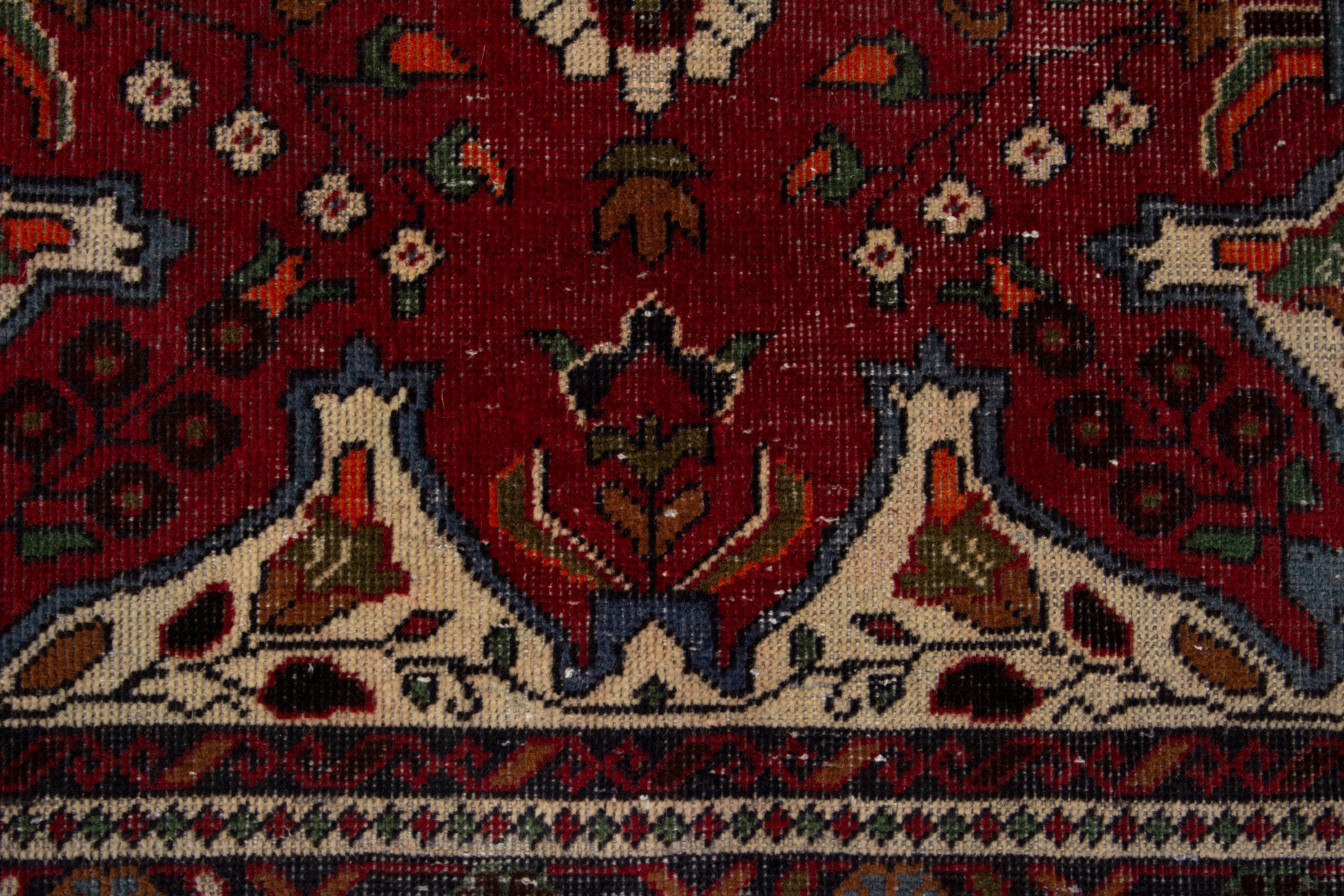 Persian Baluch accent rug in deep red and cream, view 11 of 18