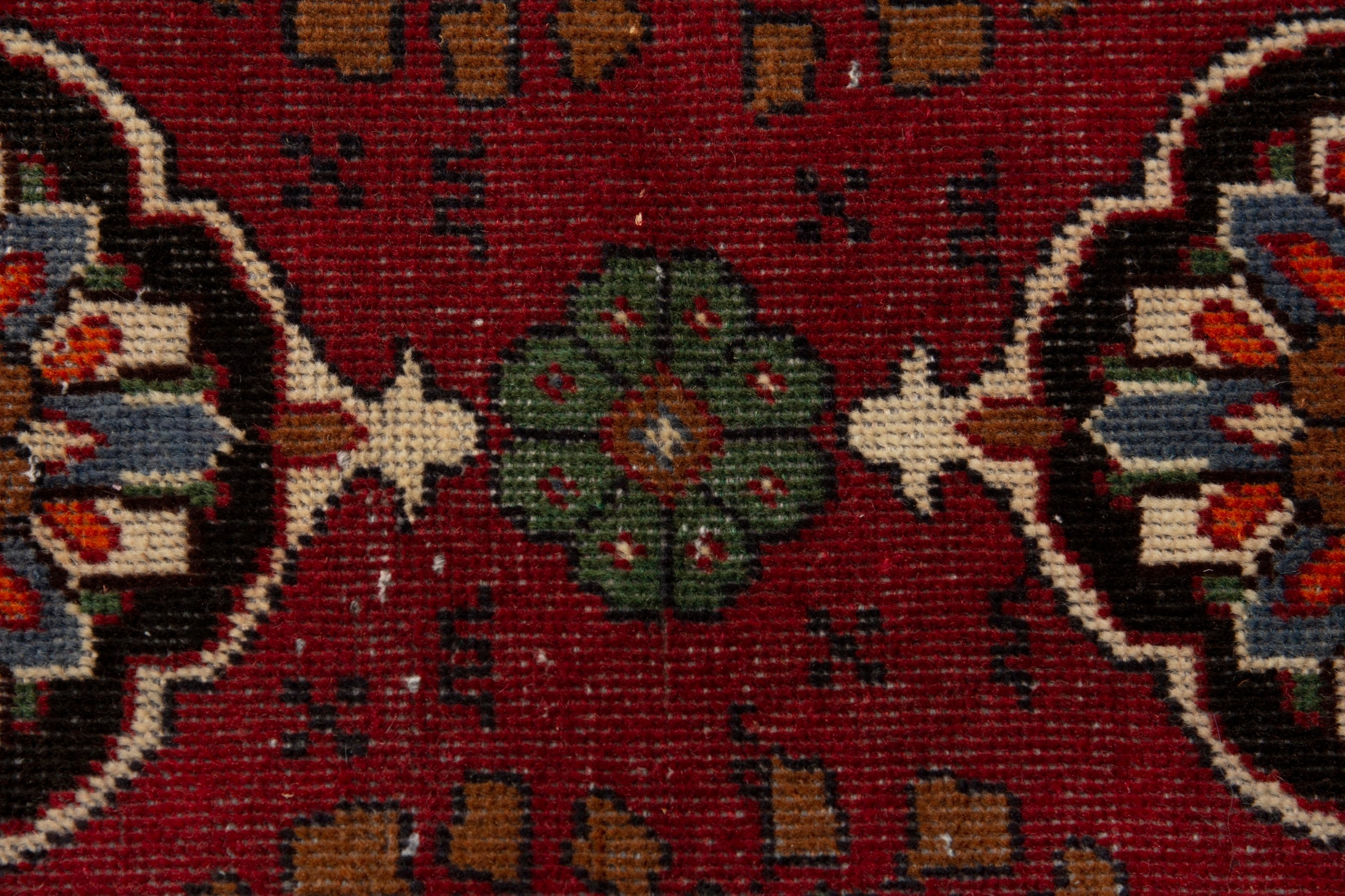 Persian Baluch accent rug in deep red and cream, view 12 of 18