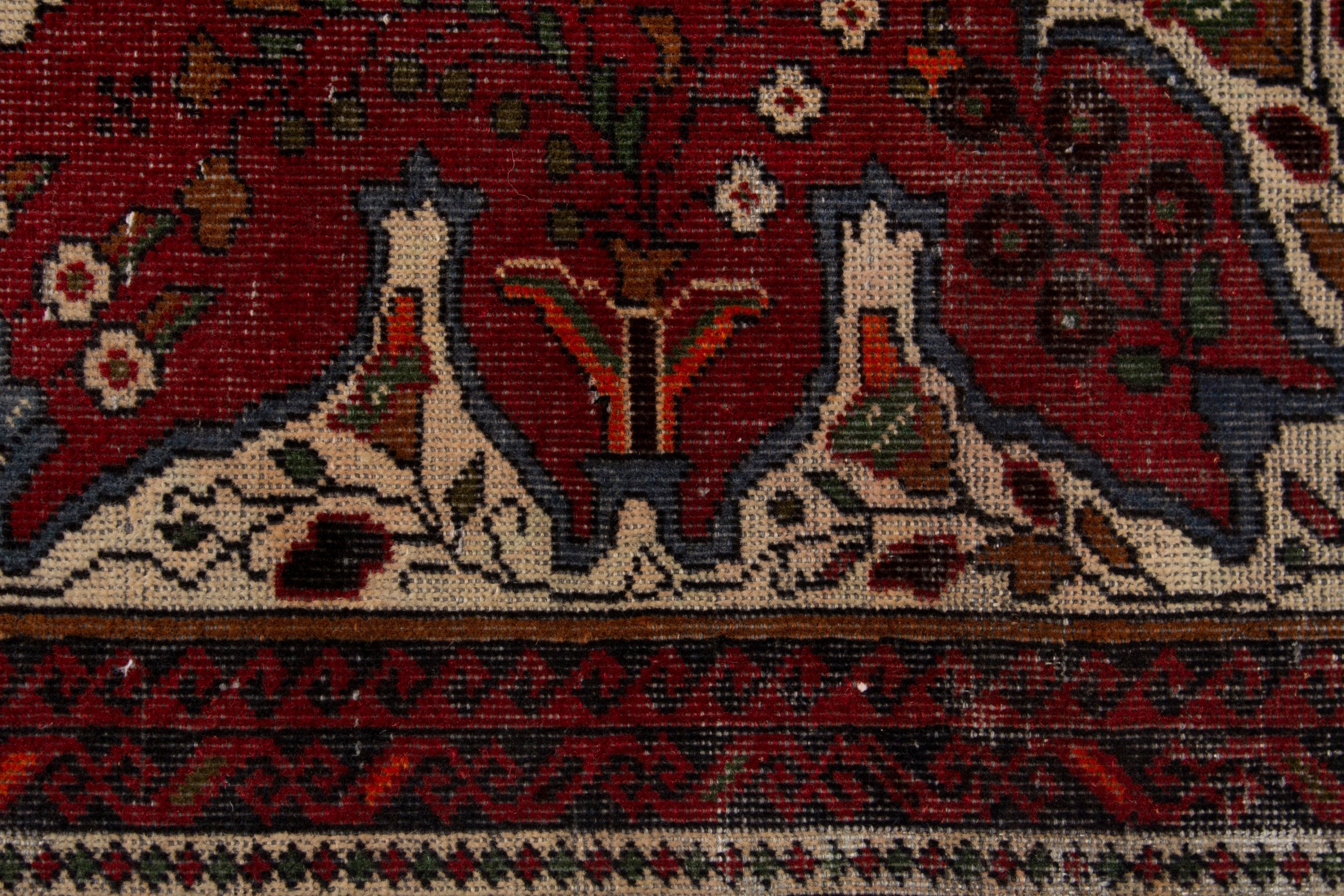 Persian Baluch accent rug in deep red and cream, view 13 of 18