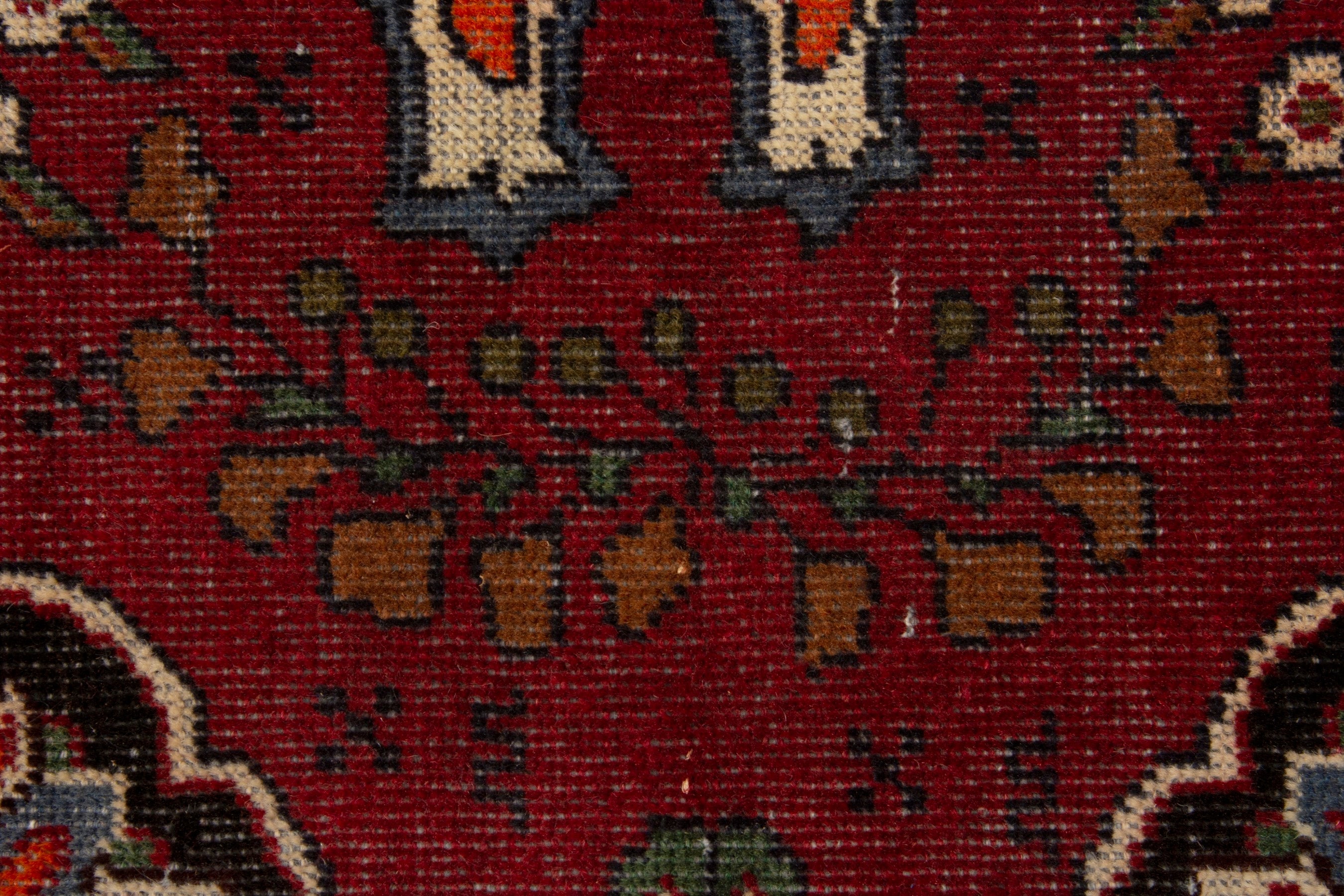 Persian Baluch accent rug in deep red and cream, view 14 of 18