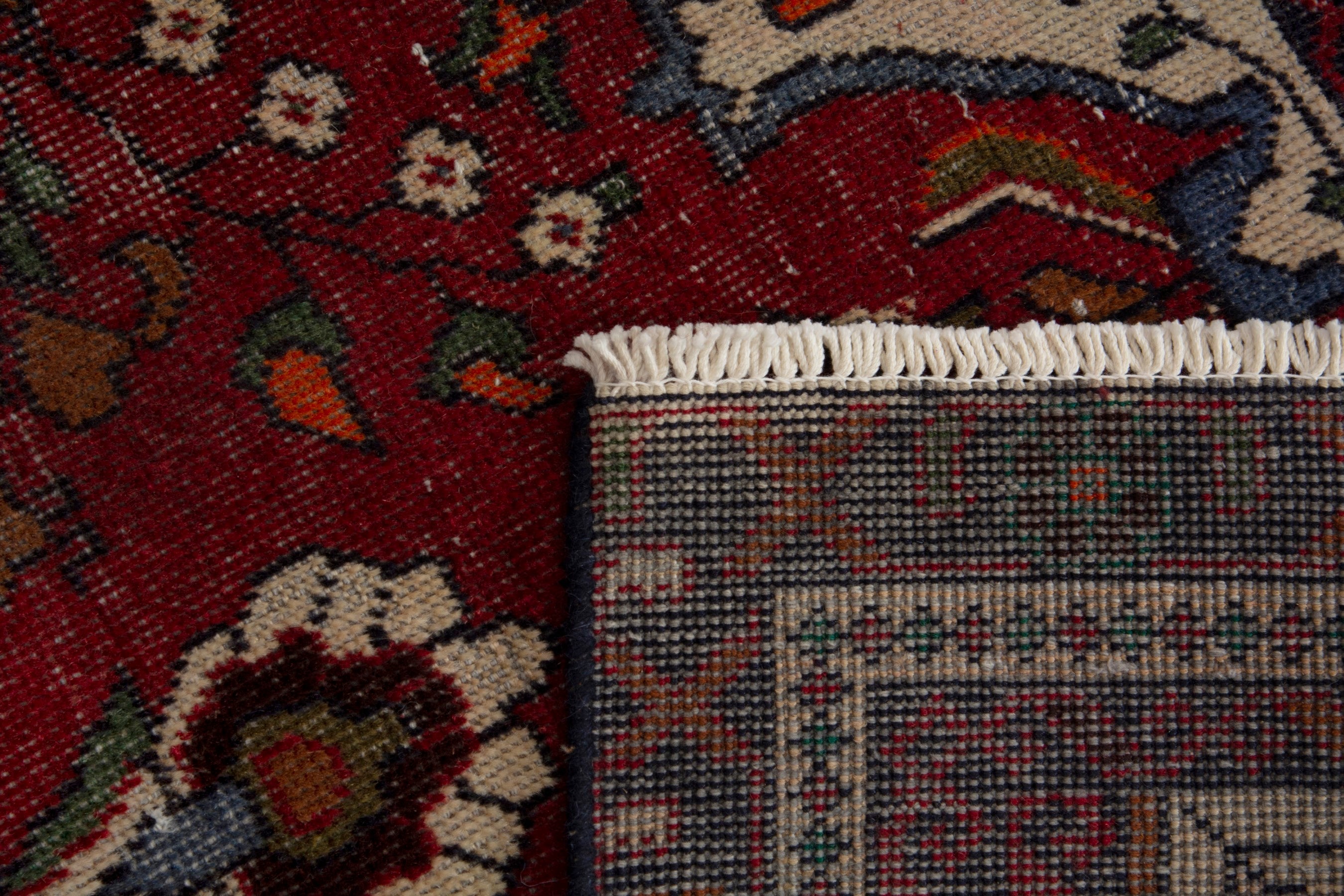 Persian Baluch accent rug in deep red and cream, view 18 of 18
