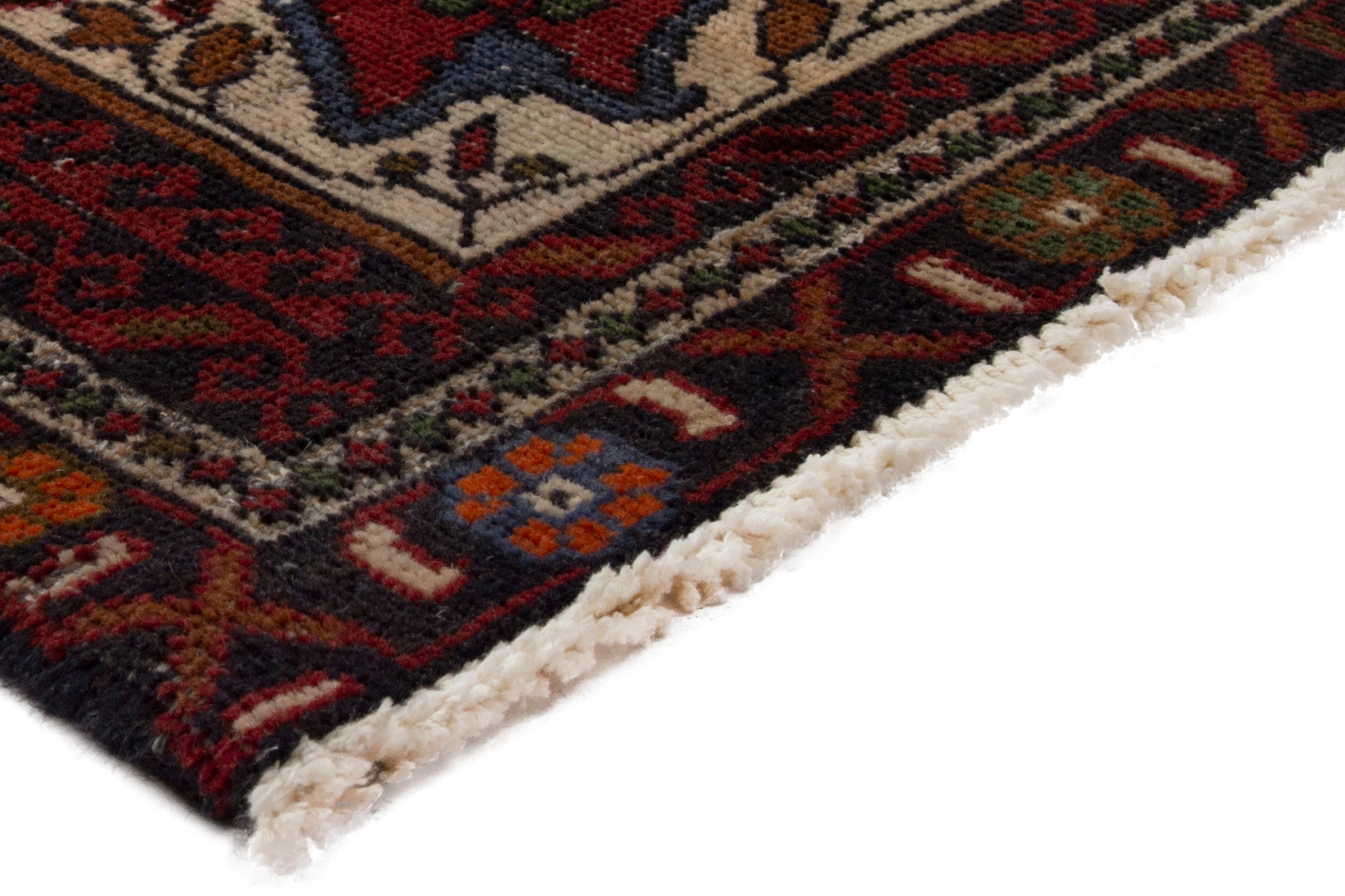 Persian Baluch accent rug in deep red and cream, view 6 of 18