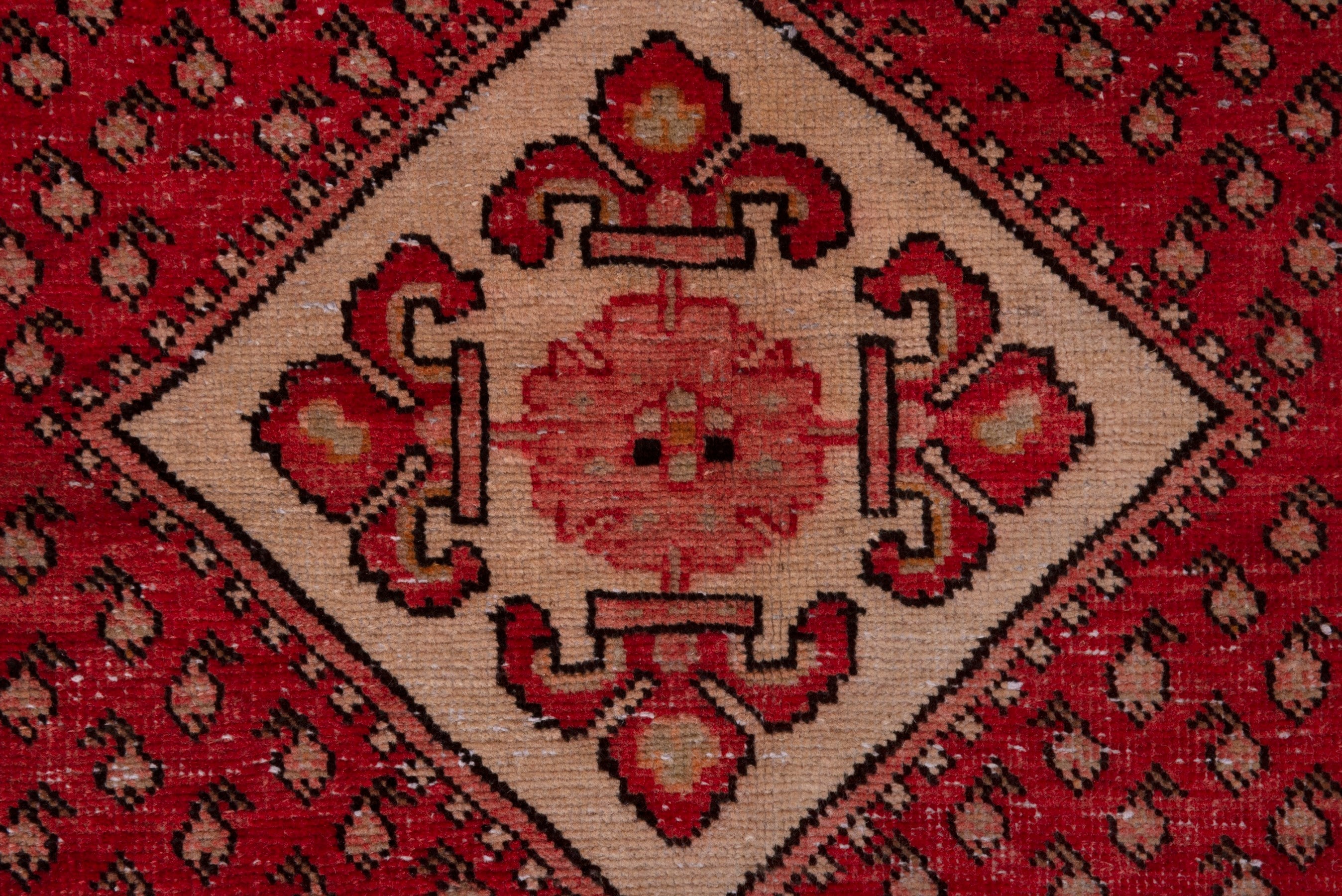 Persian Botteh accent rug in deep red and burgundy, view 12 of 17