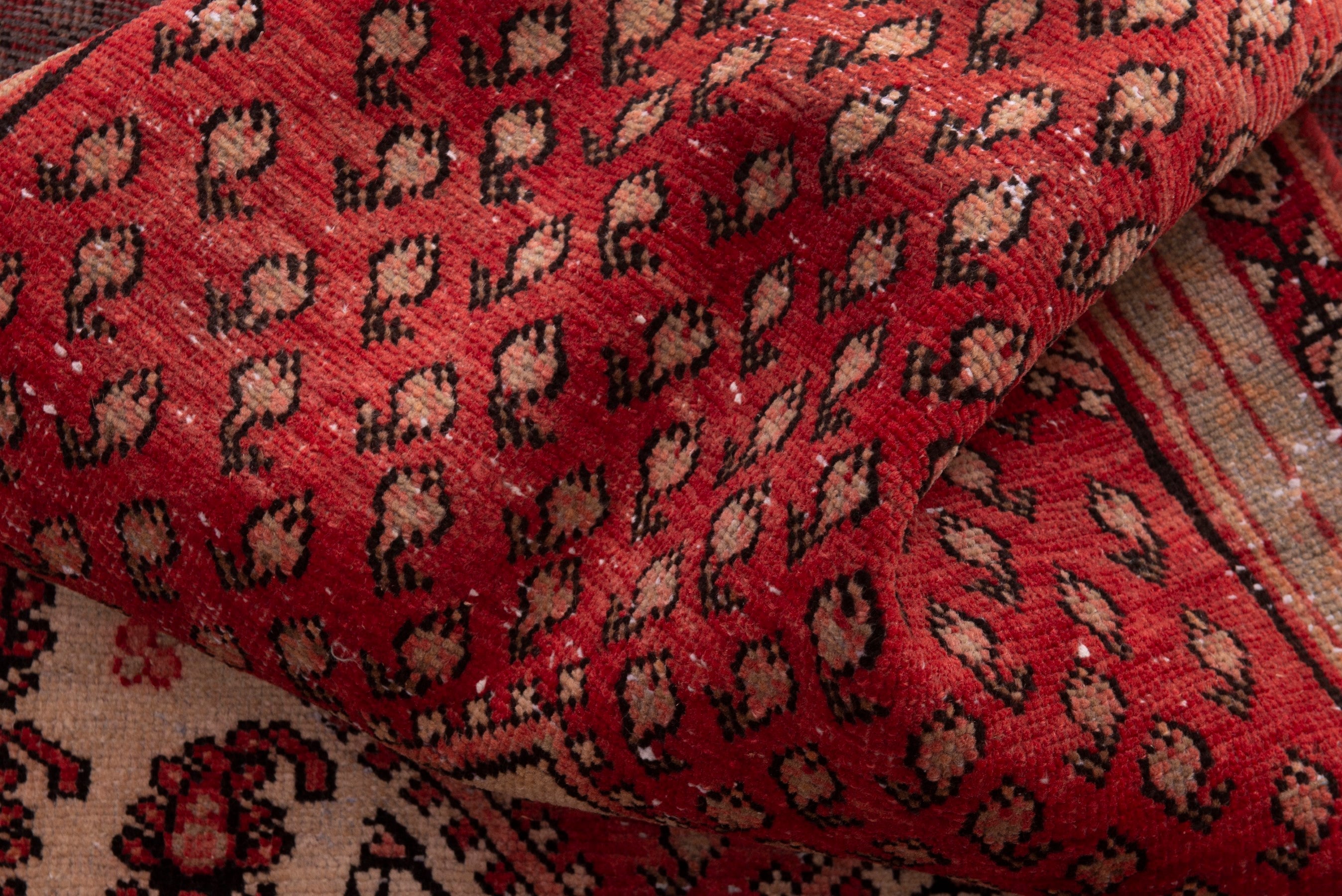 Persian Botteh accent rug in deep red and burgundy, view 15 of 17
