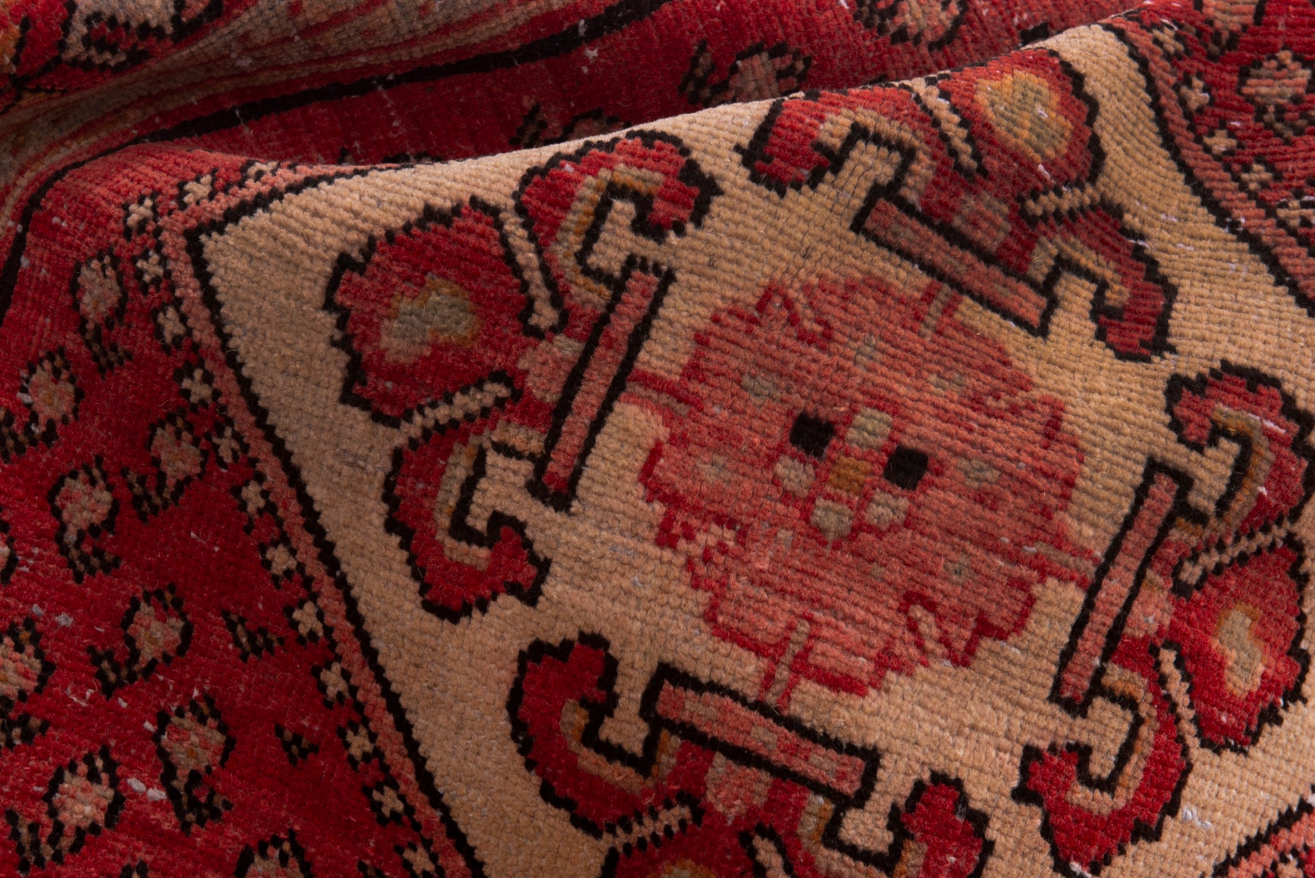 Persian Botteh accent rug in deep red and burgundy, view 16 of 17