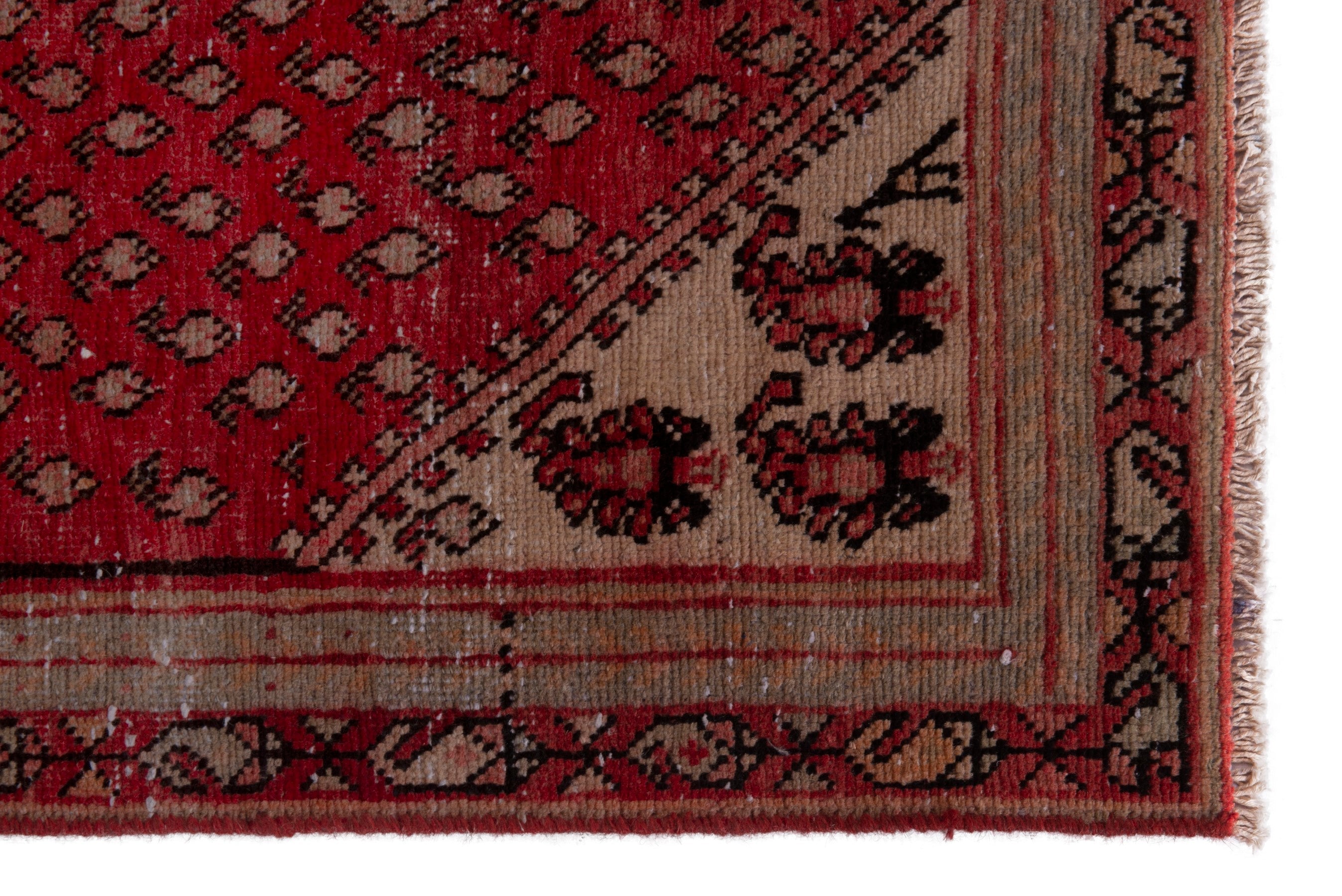 Persian Botteh accent rug in deep red and burgundy, view 5 of 17