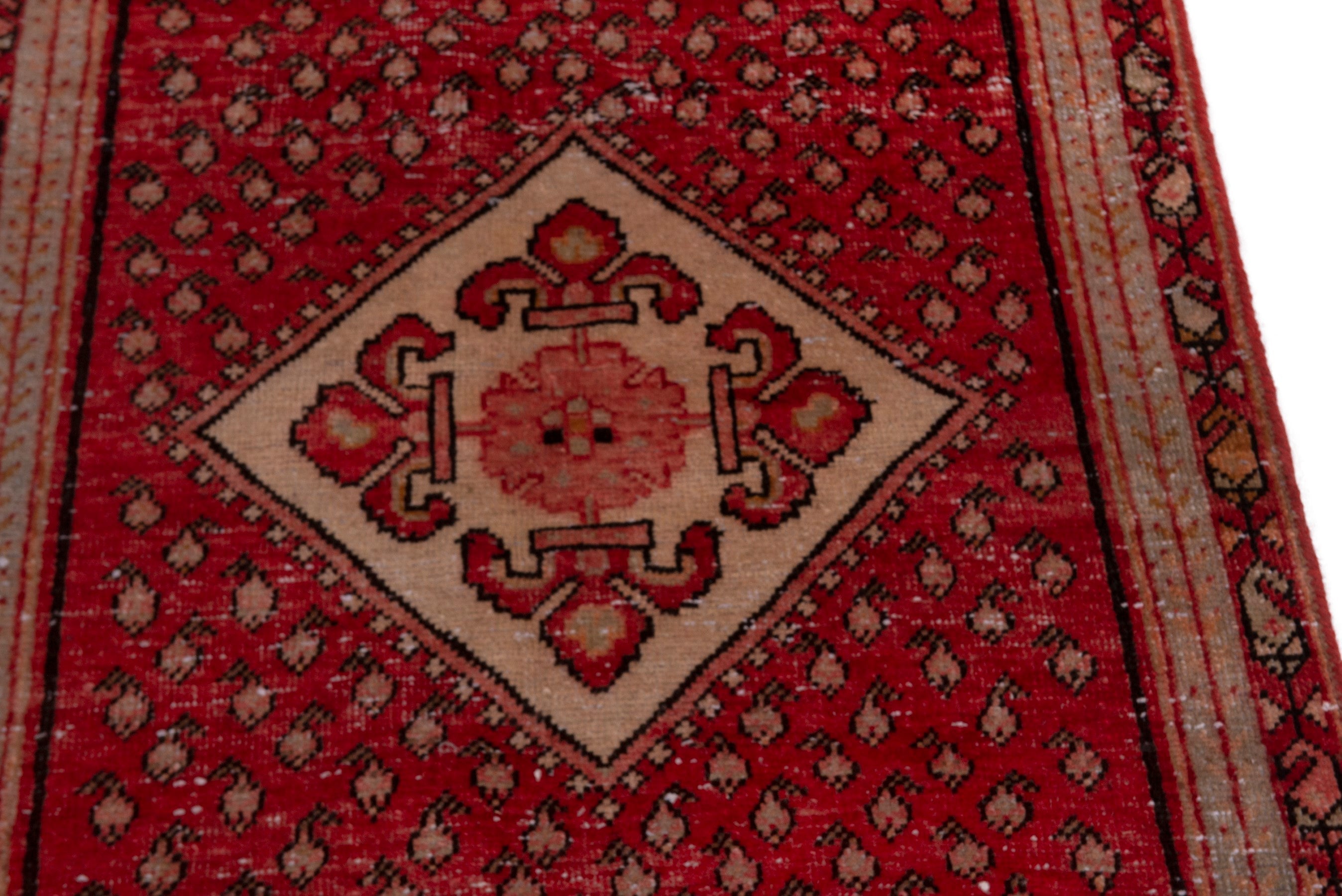 Persian Botteh accent rug in deep red and burgundy, view 7 of 17